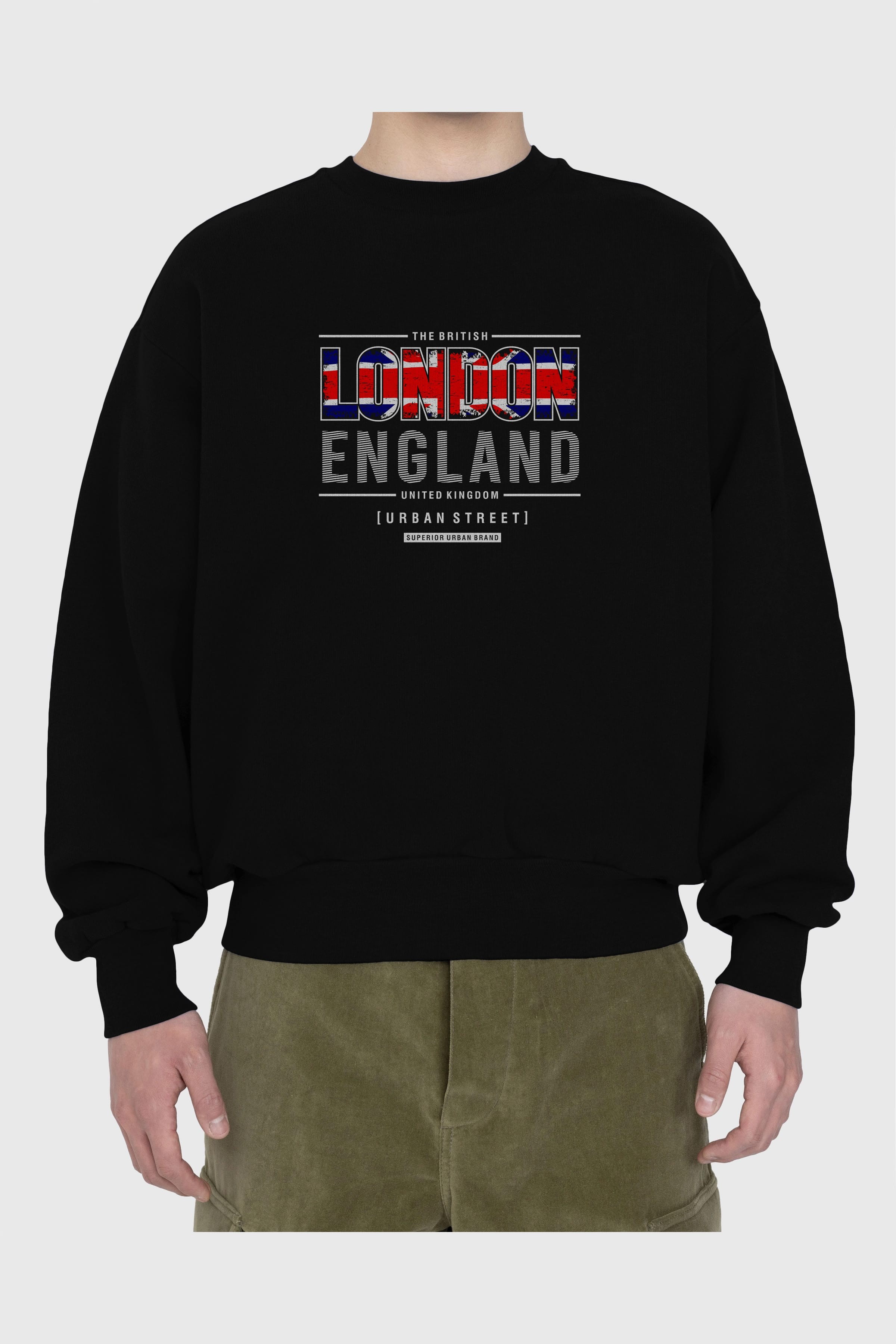 London England Ön Baskılı Oversize Sweatshirt Erkek Kadın Unisex