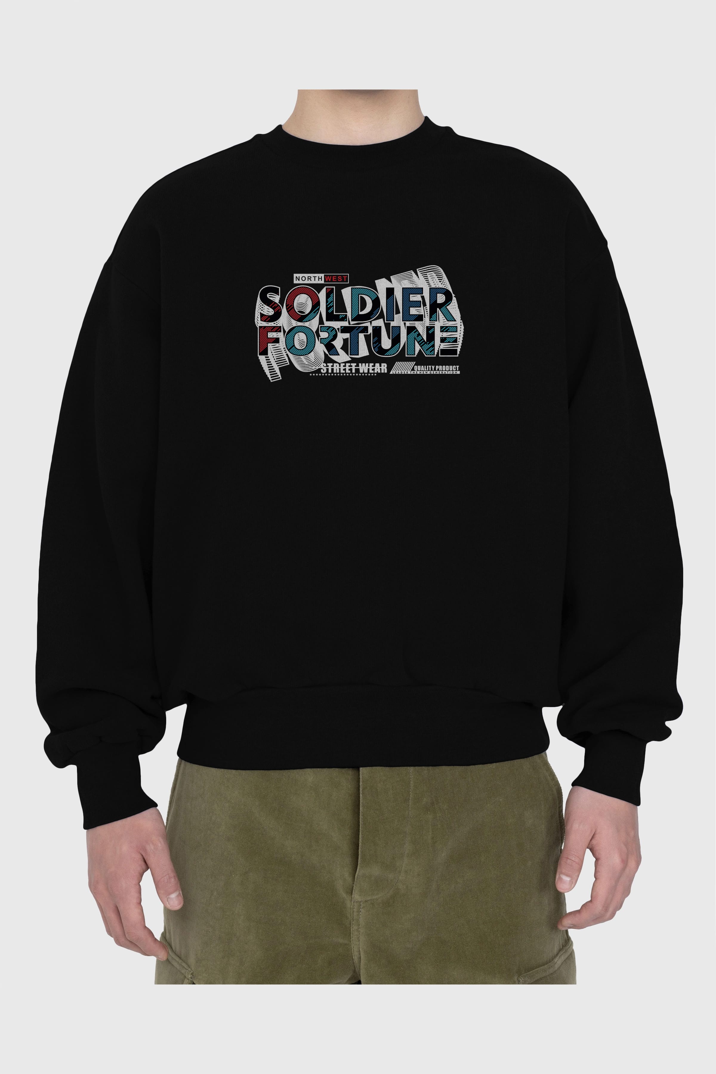 Soldier Fortune Ön Baskılı Oversize Sweatshirt Erkek Kadın Unisex