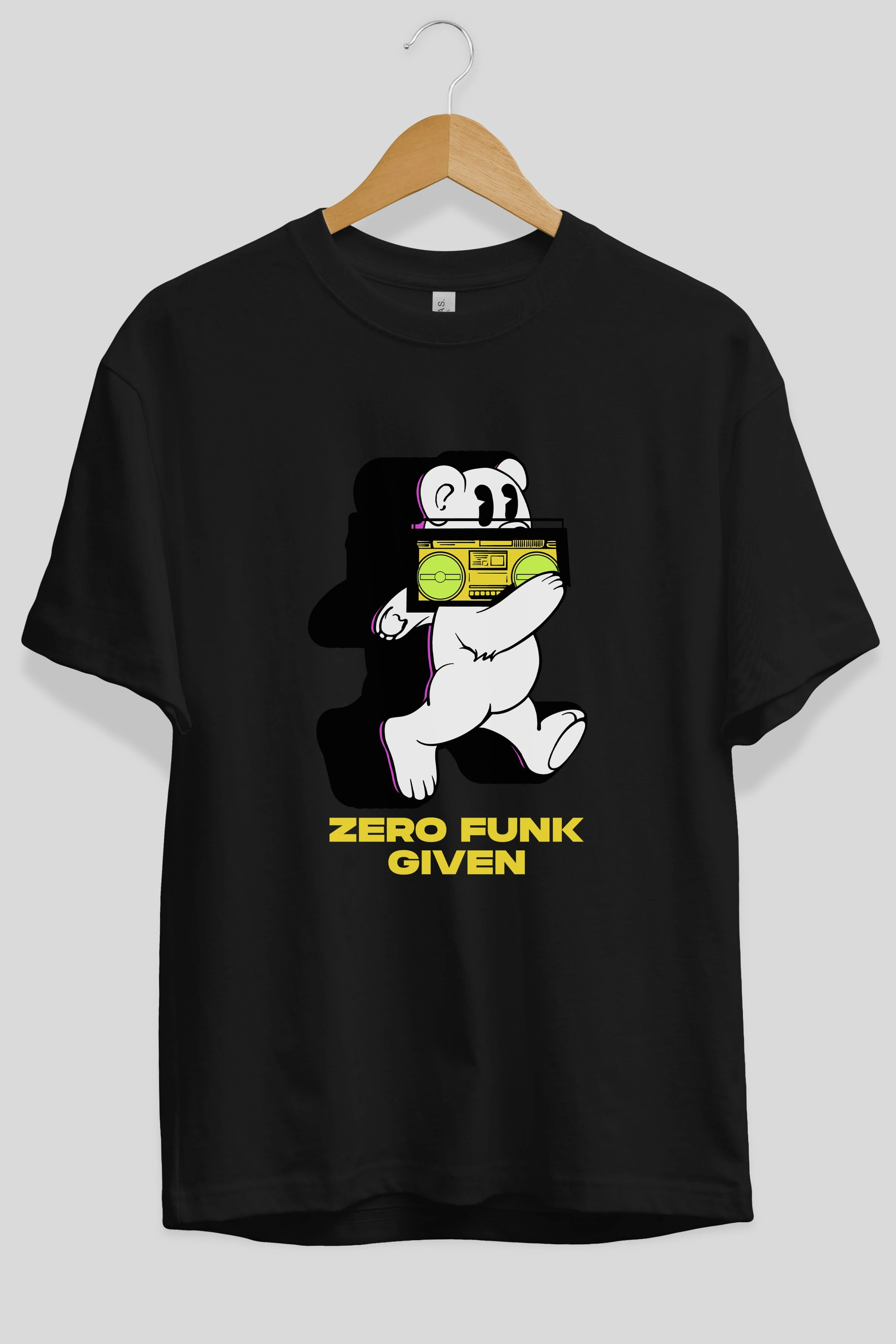 Zero Funk Given Bear Ön Baskılı Oversize t-shirt Erkek Kadın Unisex