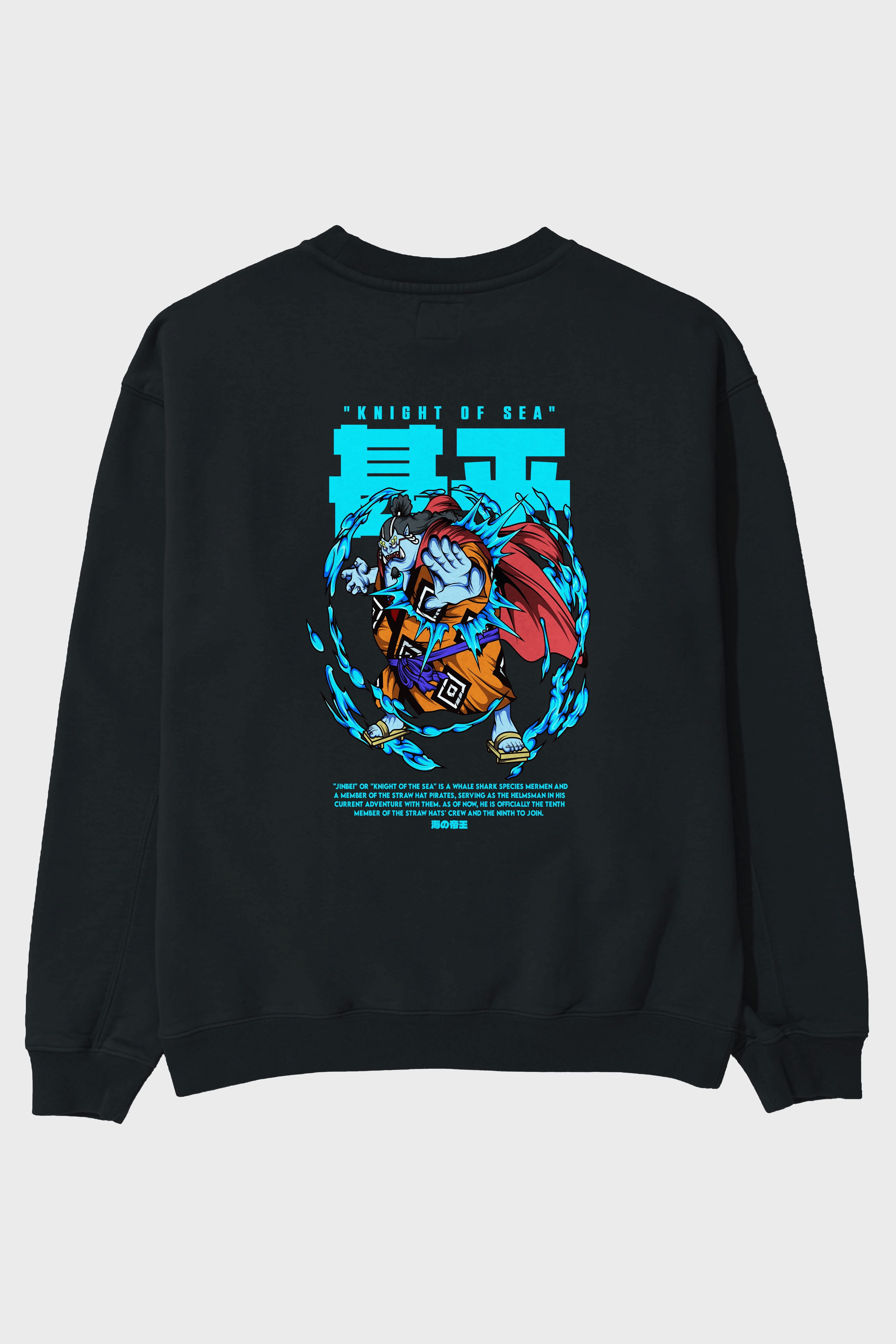 Jinbei Anime Arka Baskılı Oversize Sweatshirt Erkek Kadın Unisex