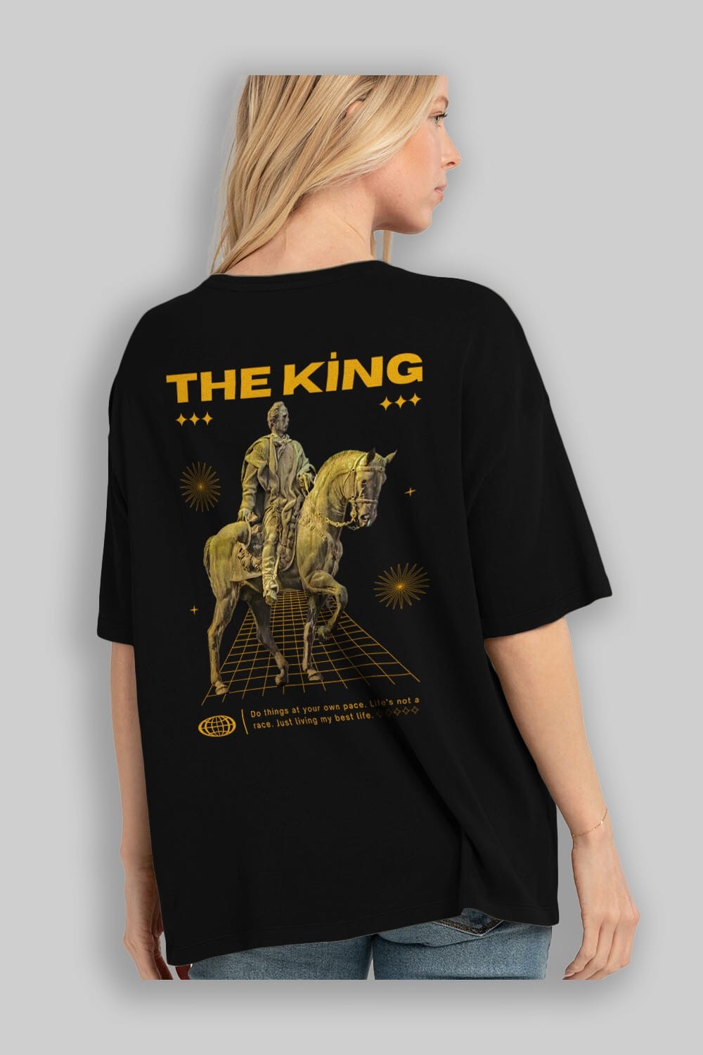 The King Yazılı Arka Baskılı Oversize t-shirt Erkek Kadın Unisex