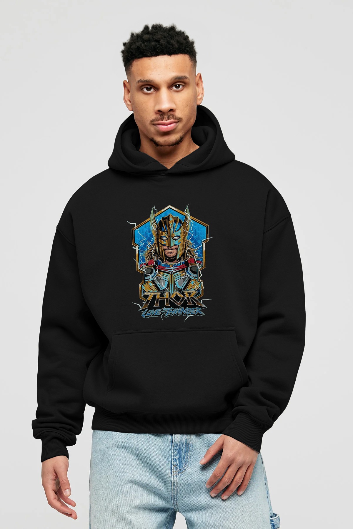 Thor Love Thunder Ön Baskılı Hoodie Oversize Kapüşonlu Sweatshirt Erkek Kadın Unisex