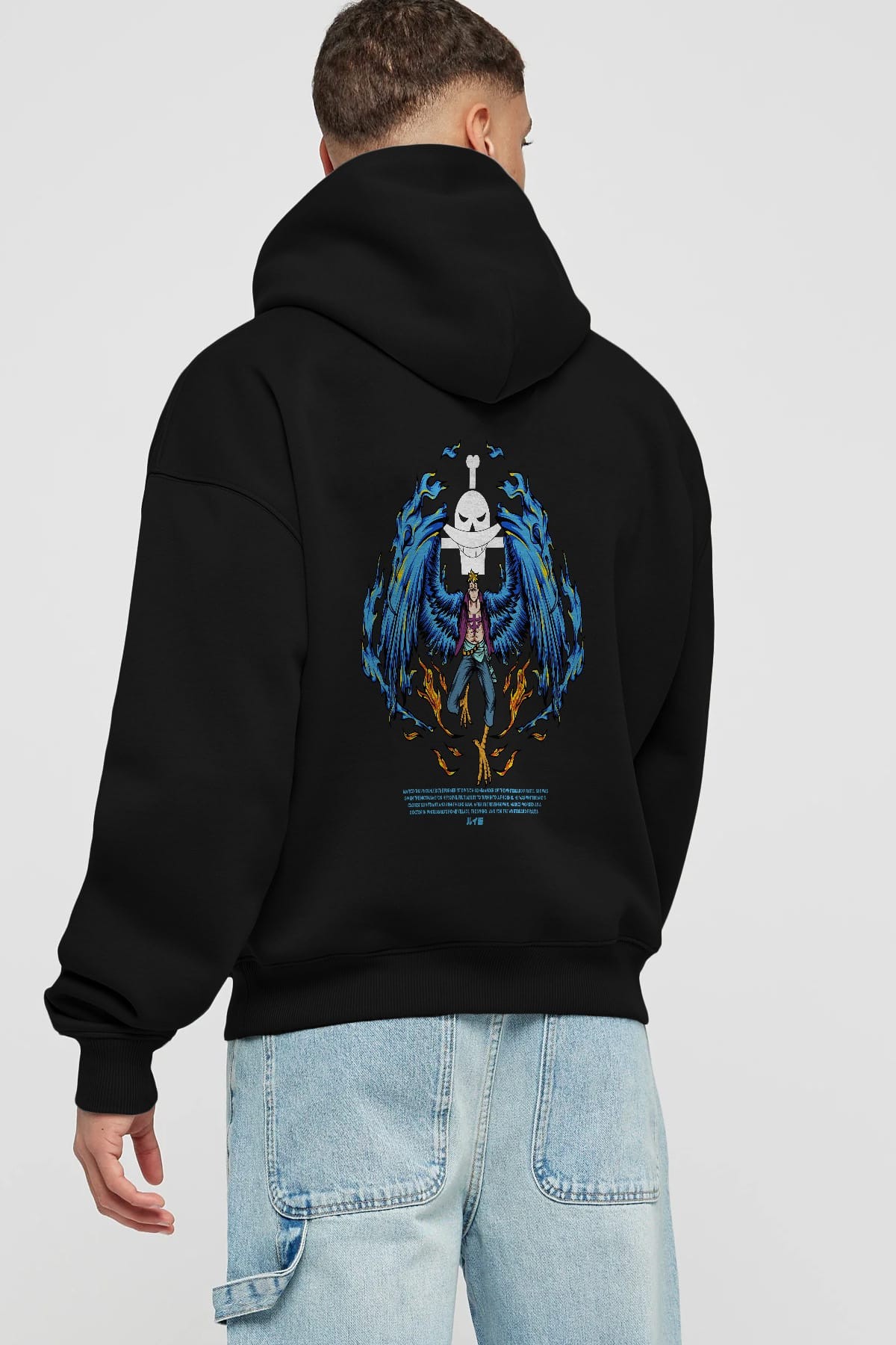 Marco Anime Arka Baskılı Hoodie Oversize Kapüşonlu Sweatshirt Erkek Kadın Unisex