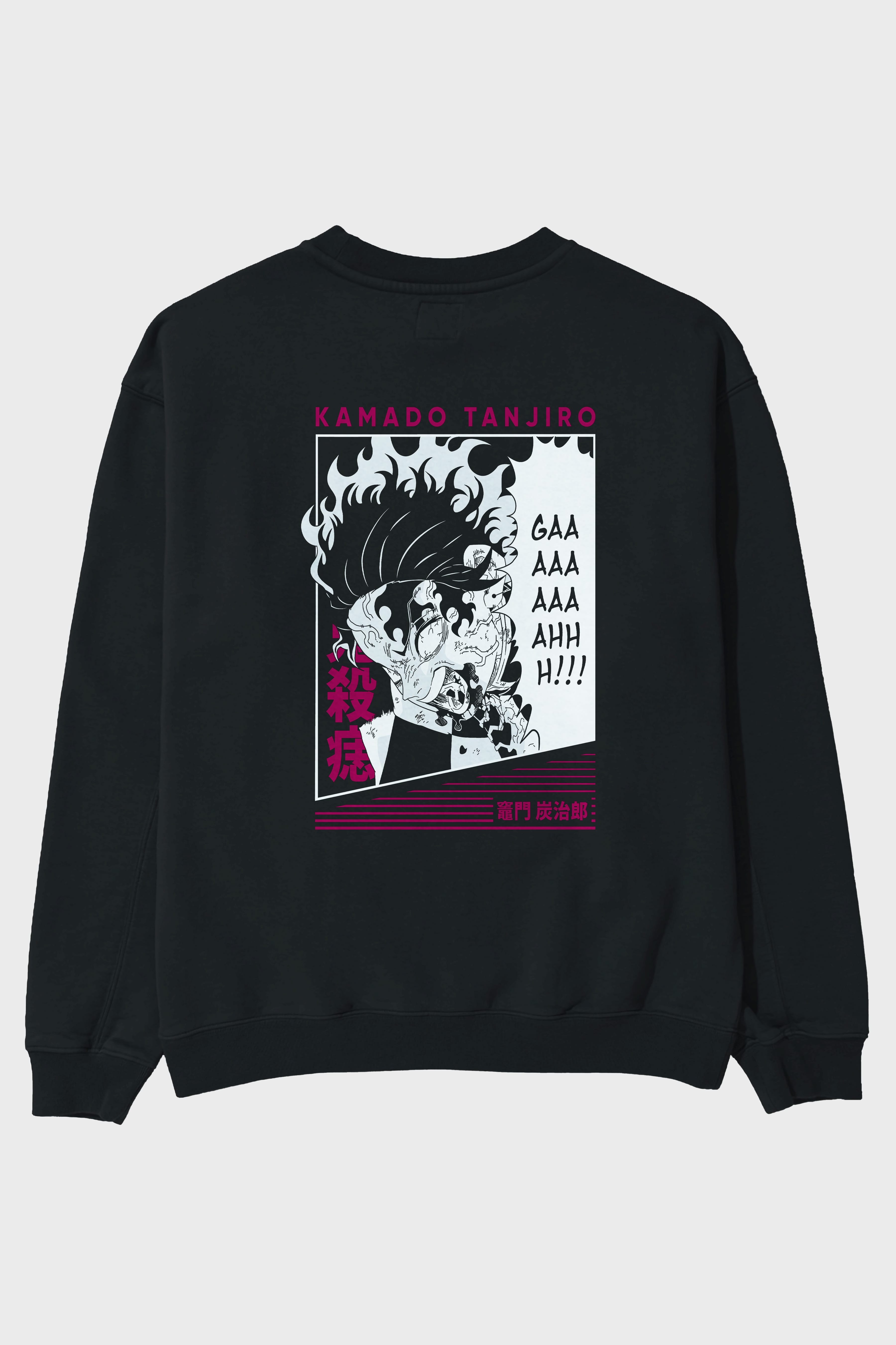 TANJIRO KAMADO 3 Anime Arka Baskılı Oversize Sweatshirt Erkek Kadın Unisex