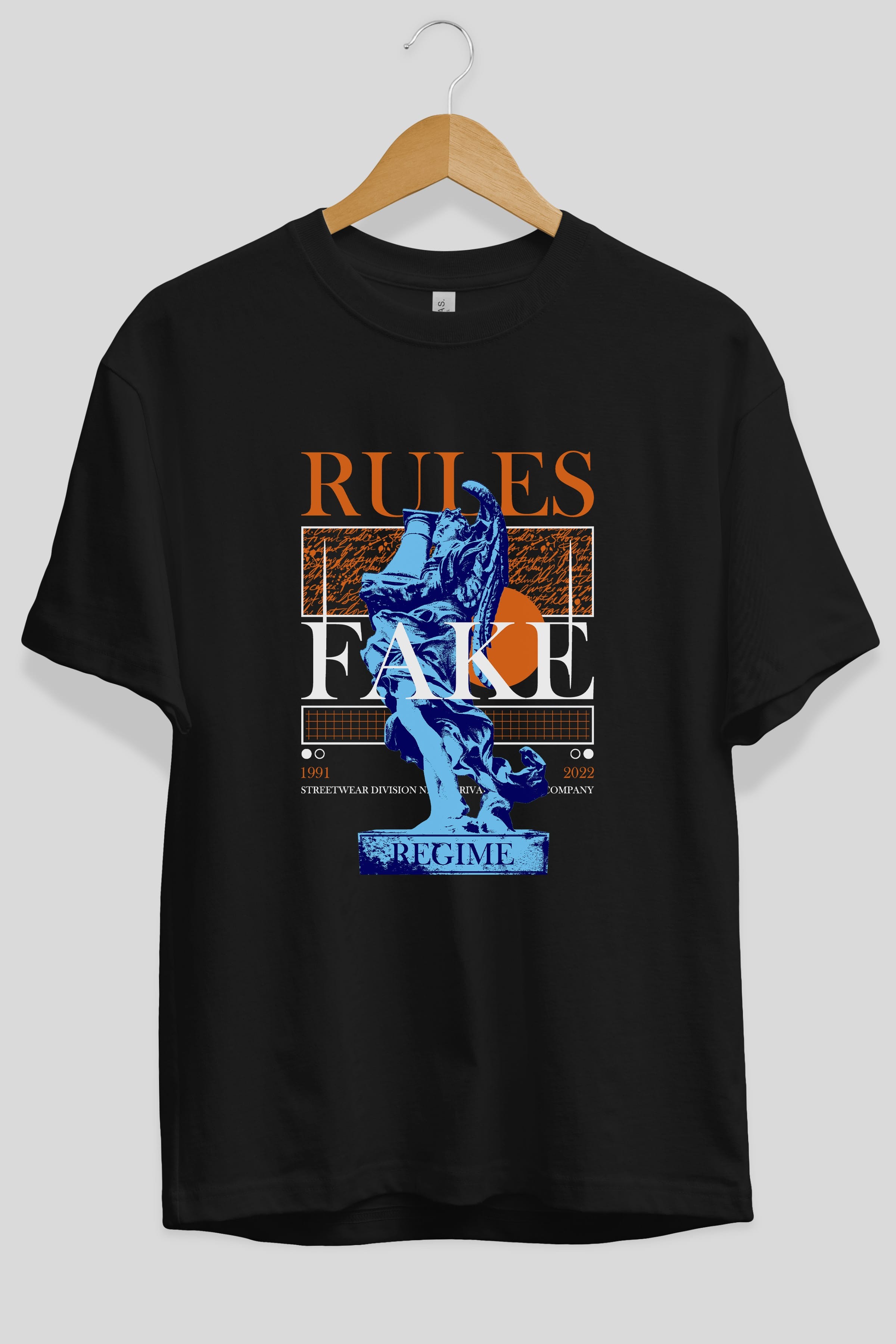 Rules Fake Ön Baskılı Oversize t-shirt Erkek Kadın Unisex