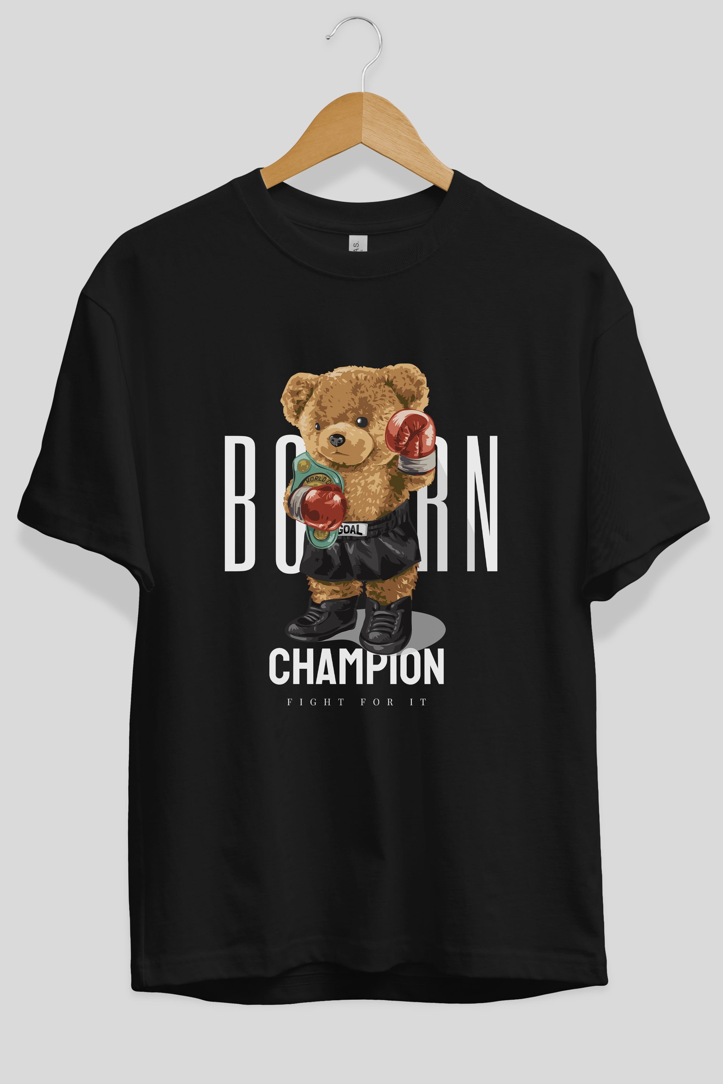 Teddy Bear Champion Ön Baskılı Oversize t-shirt Erkek Kadın Unisex %100 Pamuk