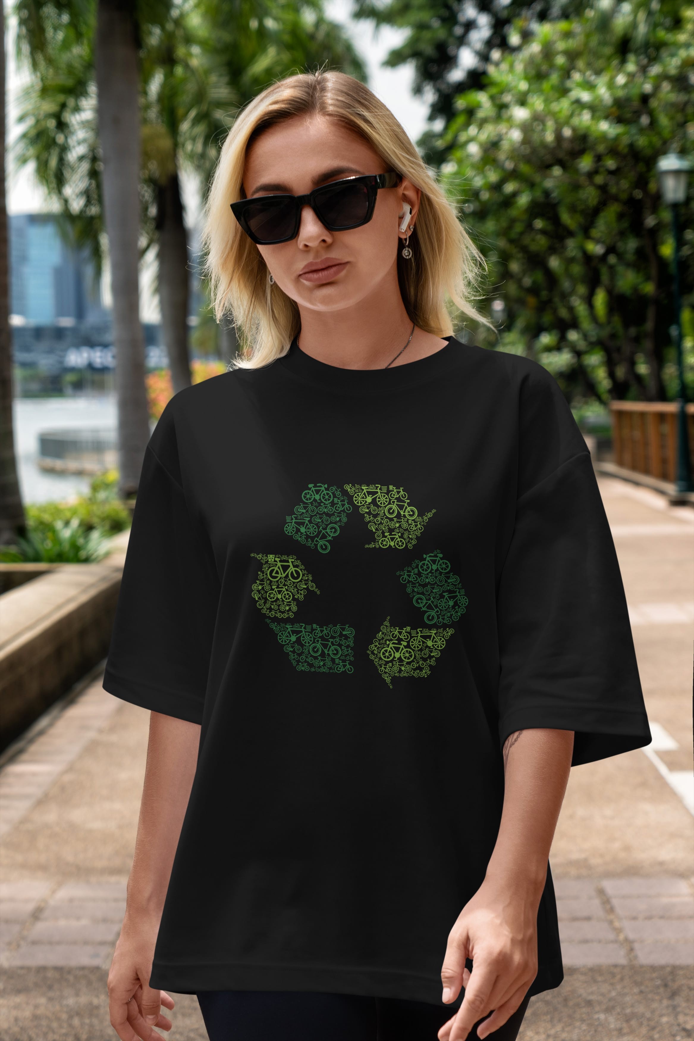 Recycling Ön Baskılı Oversize t-shirt %100 pamuk Erkek Kadın Unisex