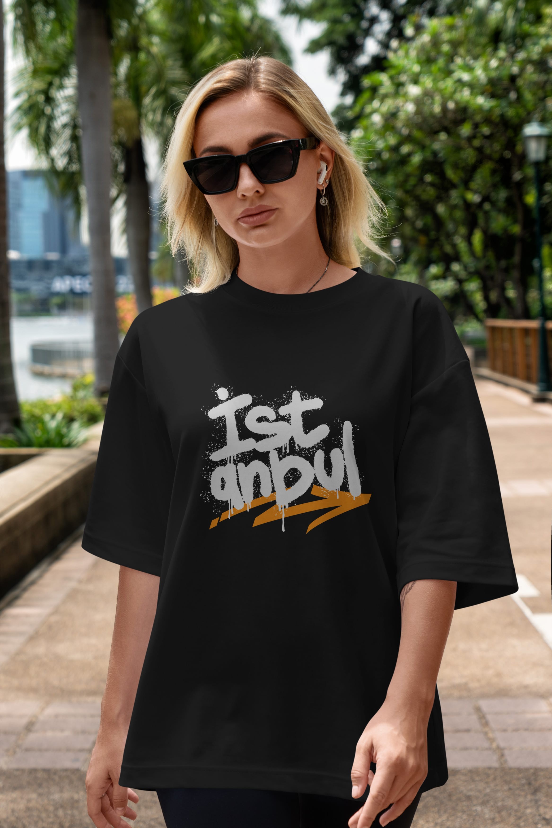 istanbul Yazılı Ön Baskılı Oversize t-shirt Erkek Kadın Unisex