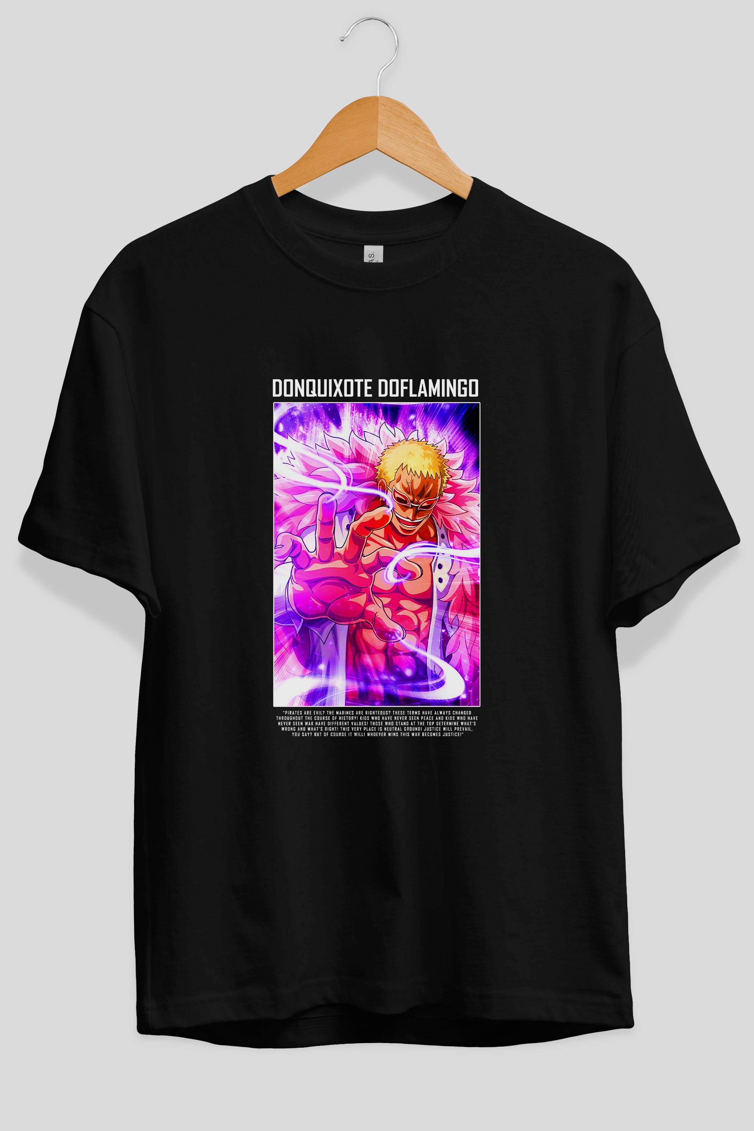 Doflamingo Anime Ön Baskılı Oversize t-shirt Erkek Kadın Unisex