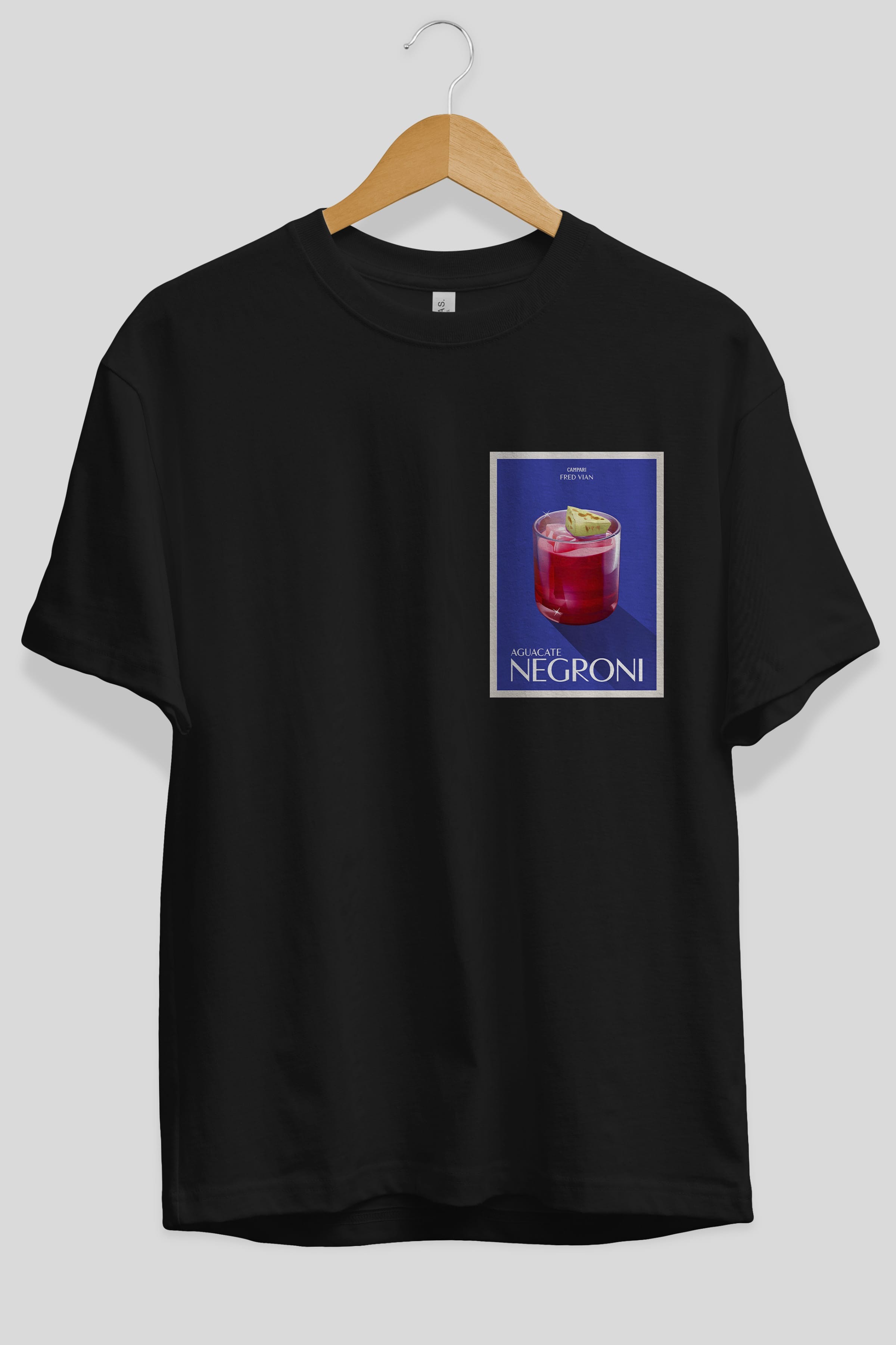 Aguacate Negroni Ön Sol Baskılı Oversize t-shirt Erkek Kadın Unisex %100 Pamuk Bisiklet Yaka tişort