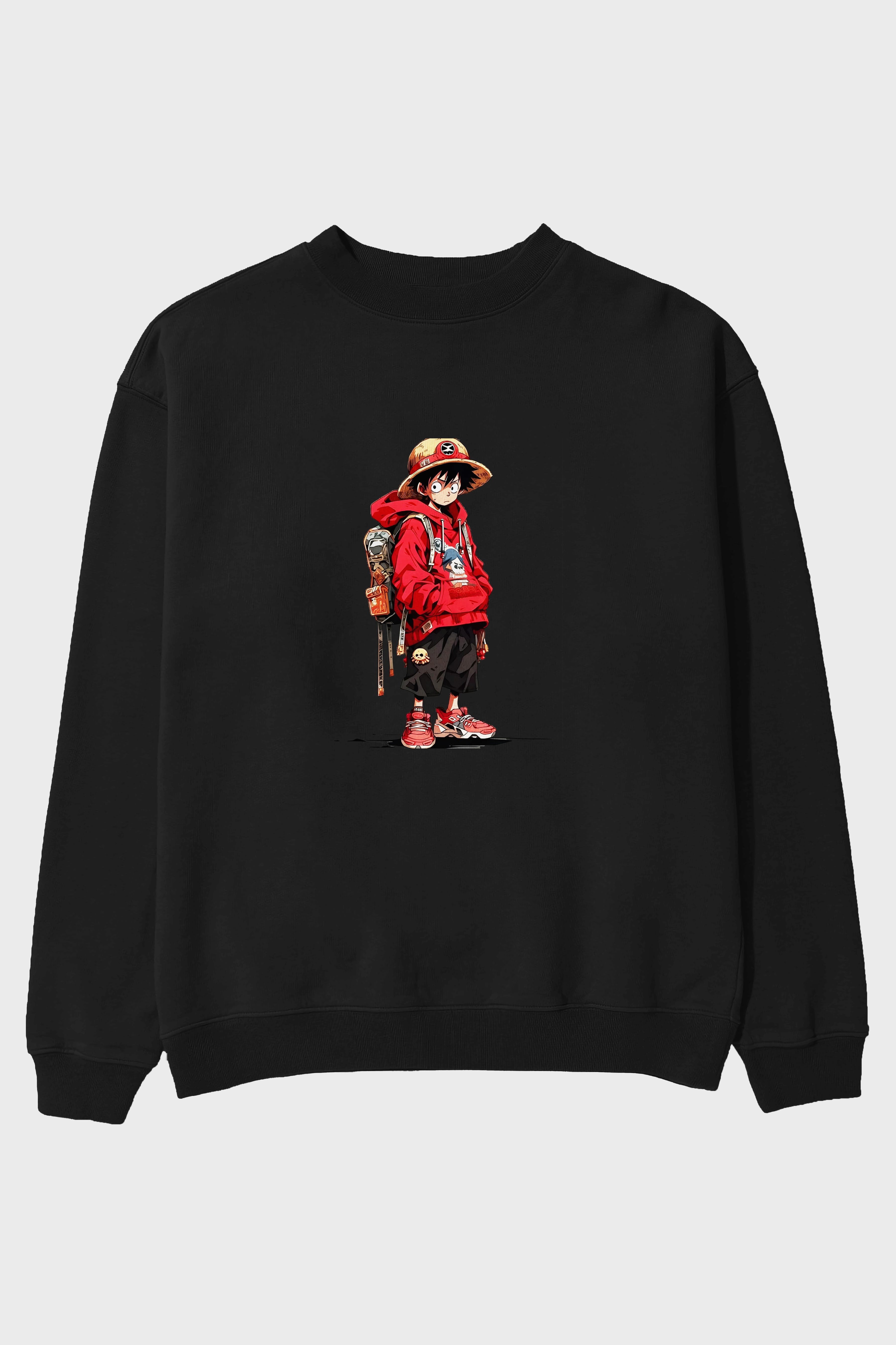 One Piece Ön Baskılı Oversize Sweatshirt Erkek Kadın Unisex