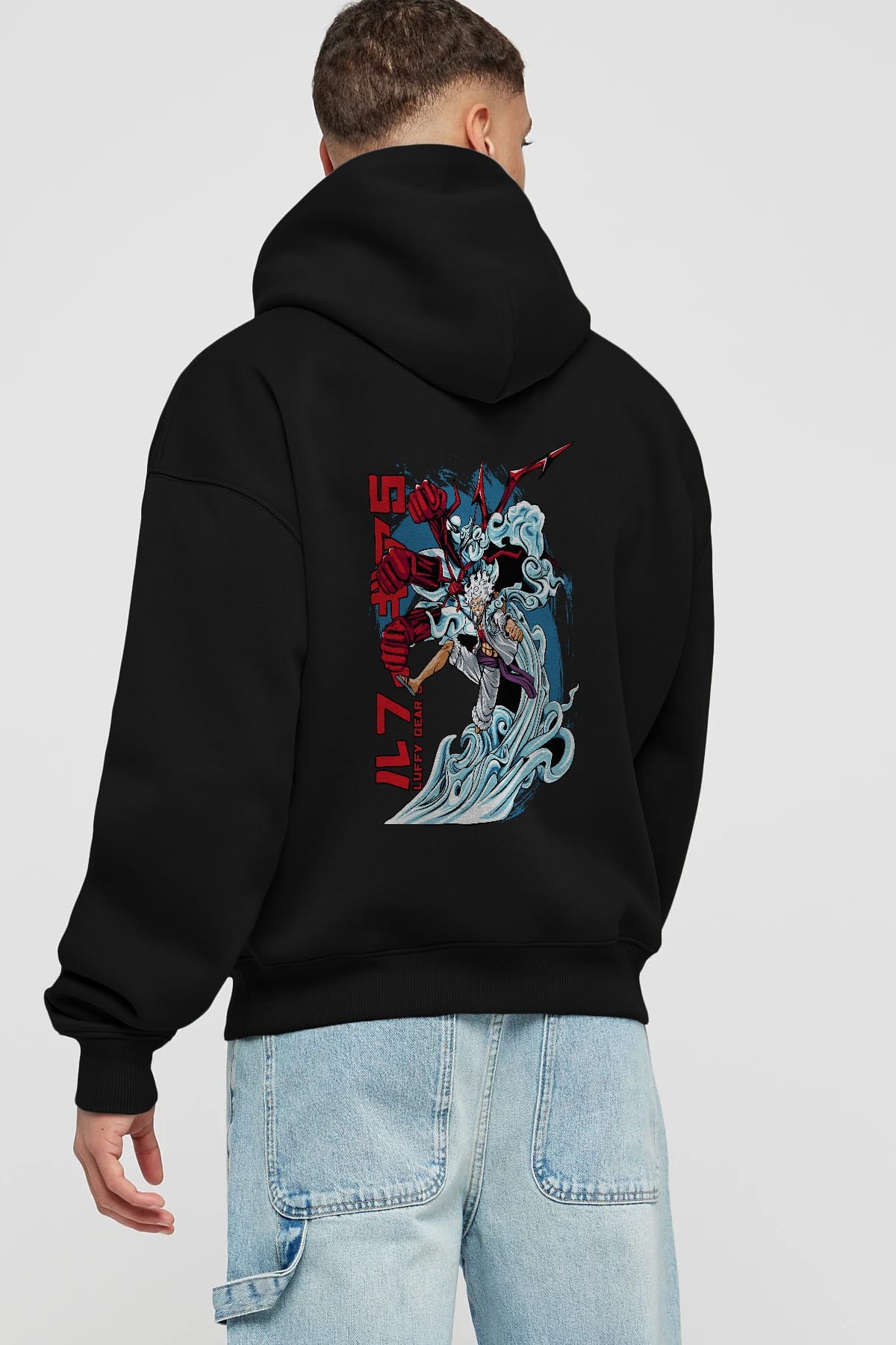 MONKEY D. LUFFY GEAR5 2 Anime Arka Baskılı Hoodie Oversize Kapüşonlu Sweatshirt Erkek Kadın Unisex