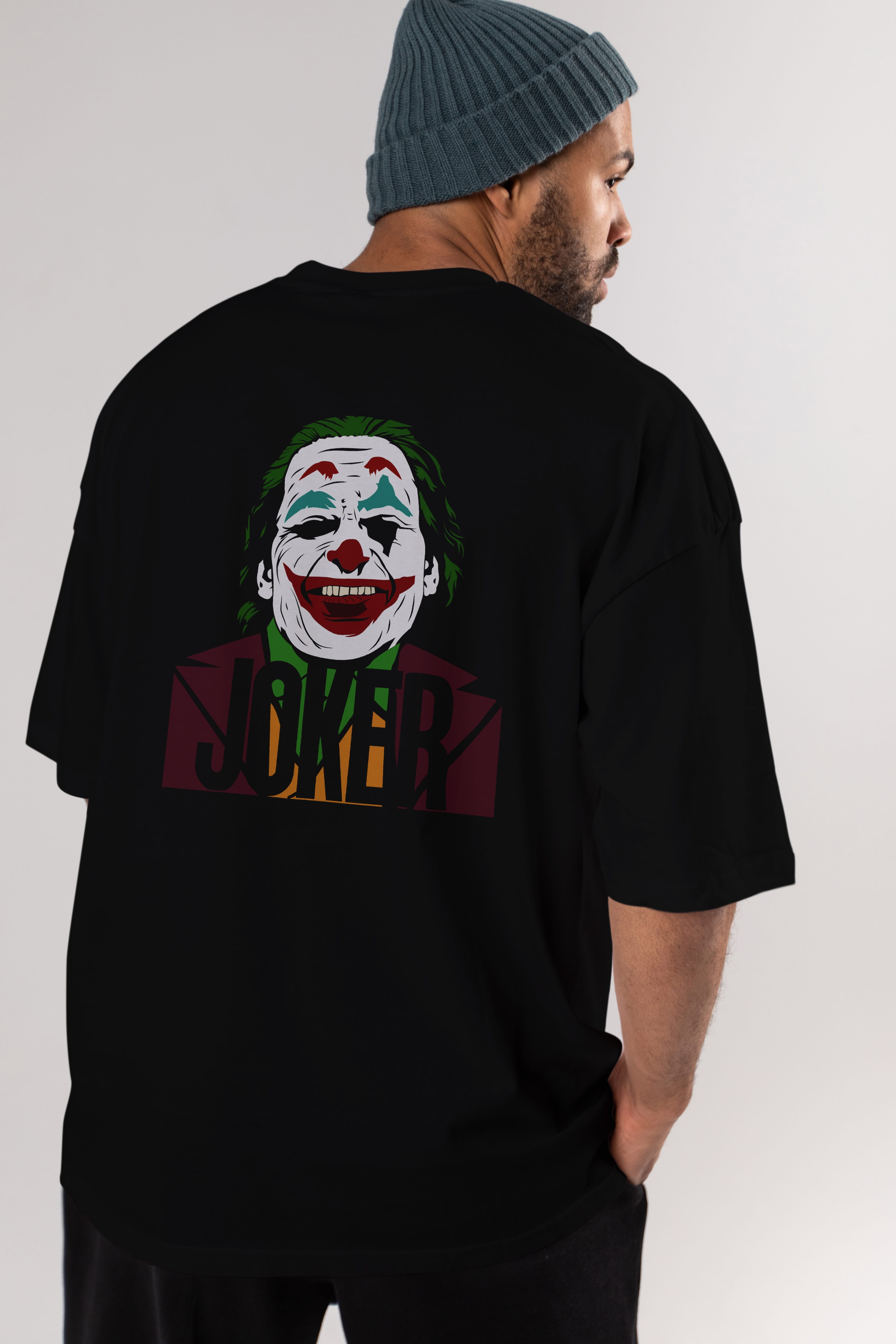 Joker (10) Arka Baskılı Oversize t-shirt Erkek Kadın Unisex %100 Pamuk Bisiklet Yaka tişort