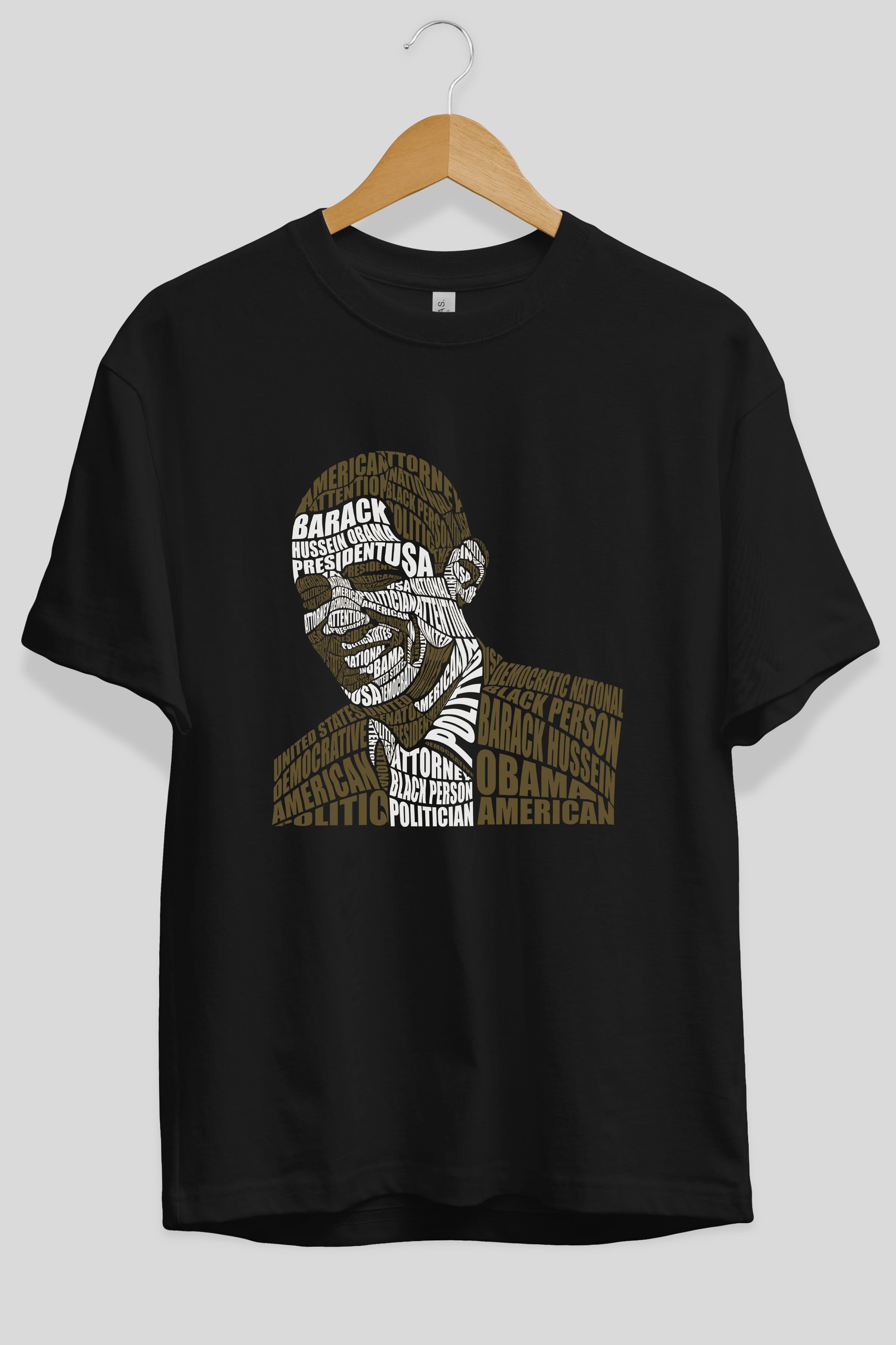 Obama Calligram Ön Baskılı Oversize t-shirt %100 pamuk Erkek Kadın Unisex