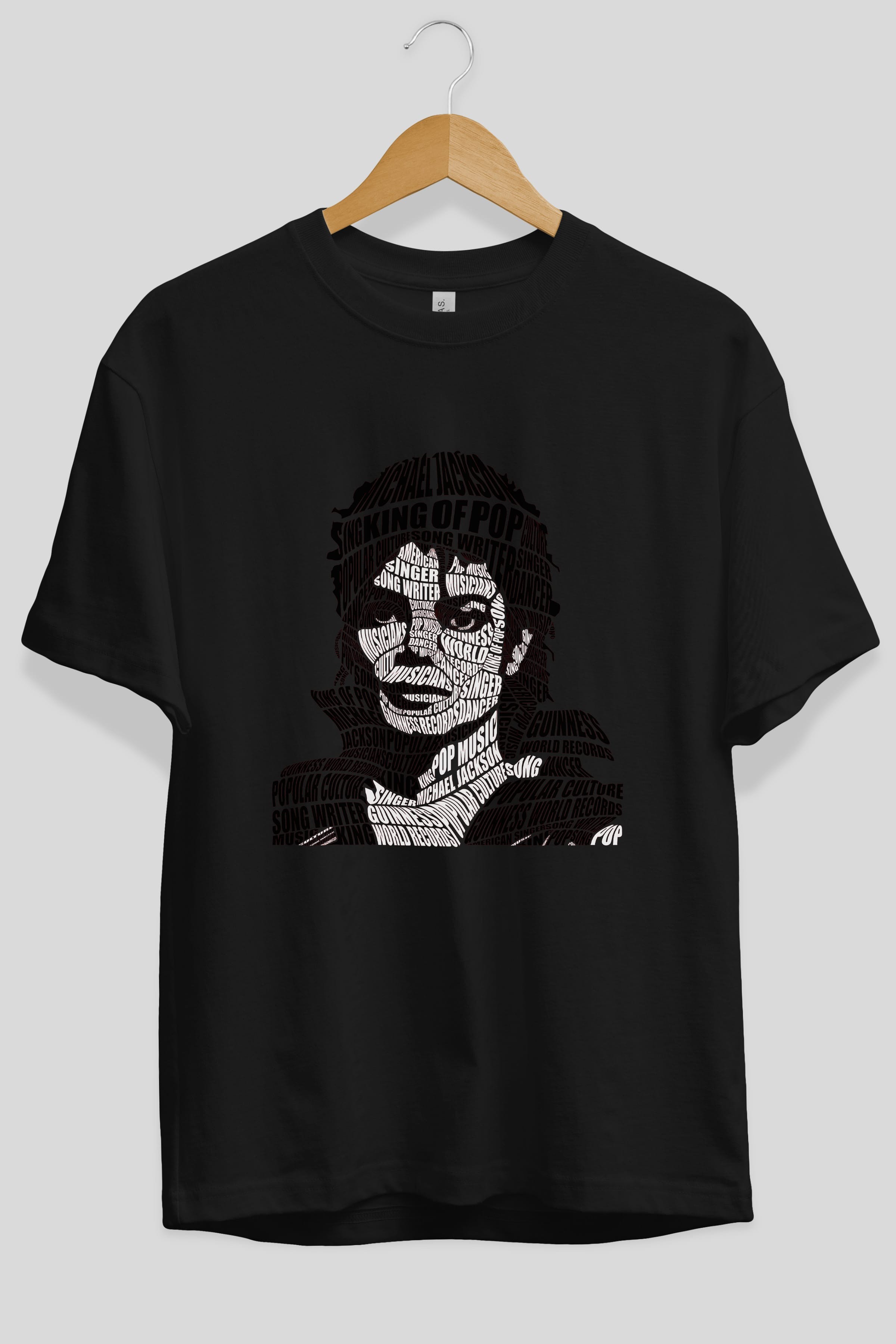 Michael Jackson Calligram Ön Baskılı Oversize t-shirt %100 pamuk Erkek Kadın Unisex