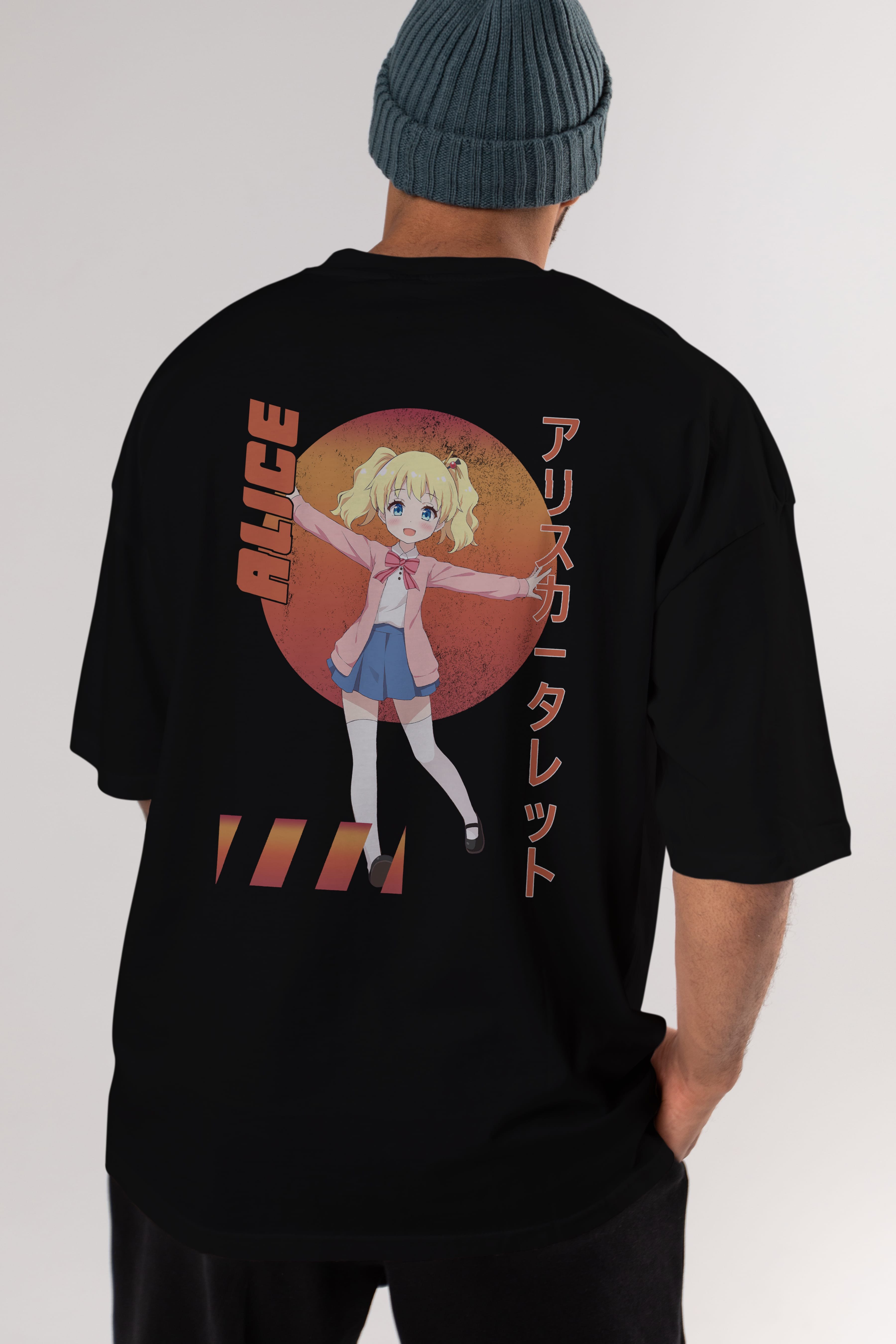 Alice Cartelet 15 Anime Arka Baskılı Oversize t-shirt Erkek Kadın Unisex