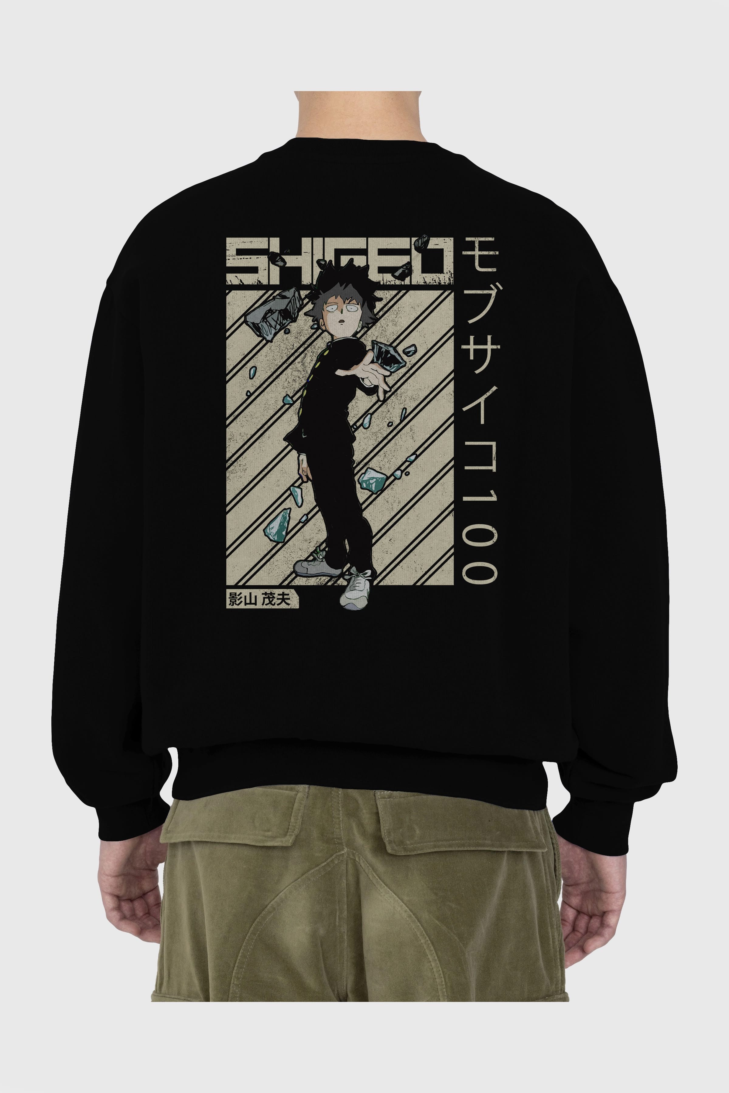 Shigeo Kageyama 3 Anime Arka Baskılı Oversize Sweatshirt Erkek Kadın Unisex