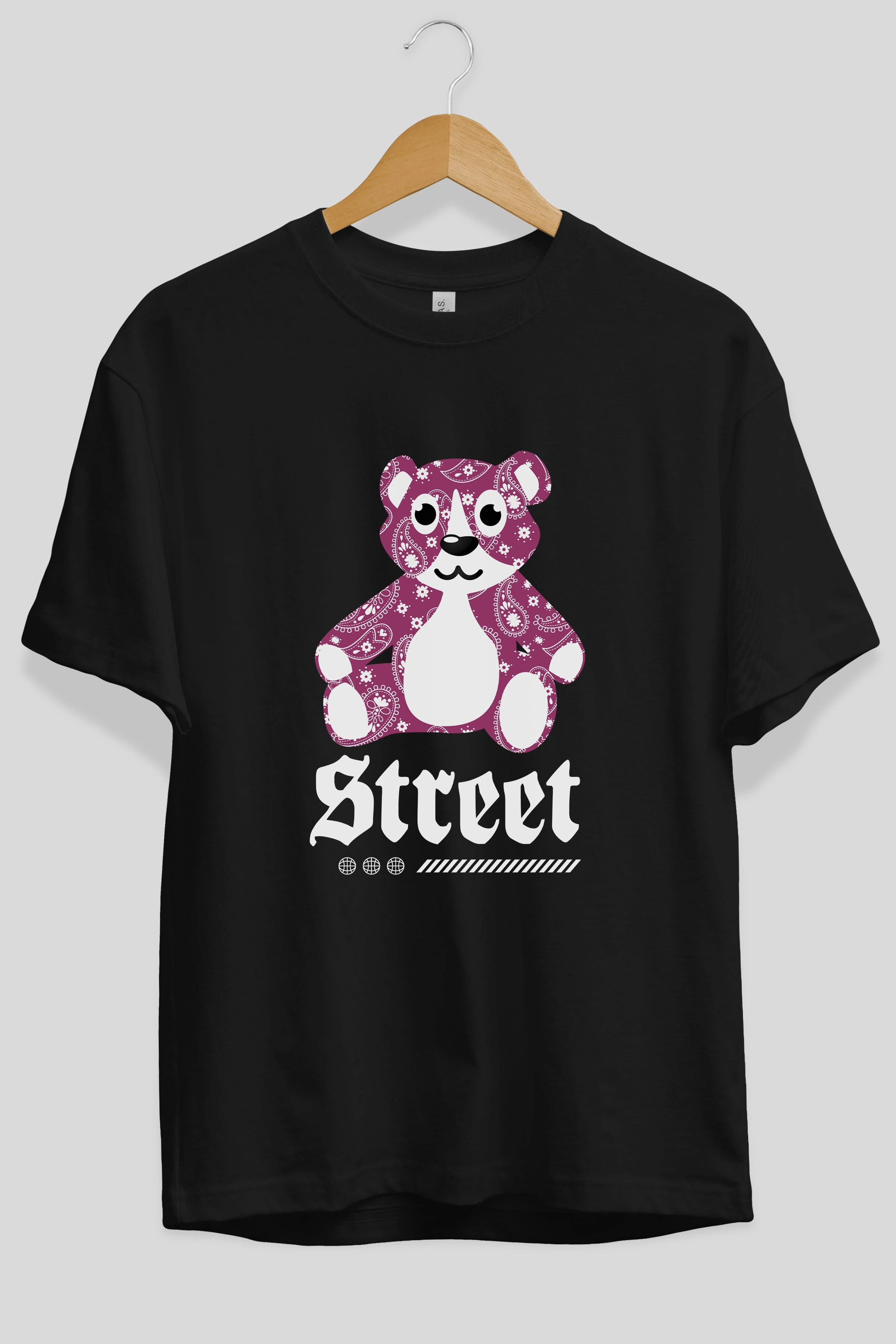 Street Bear Ön Baskılı Oversize t-shirt Erkek Kadın Unisex