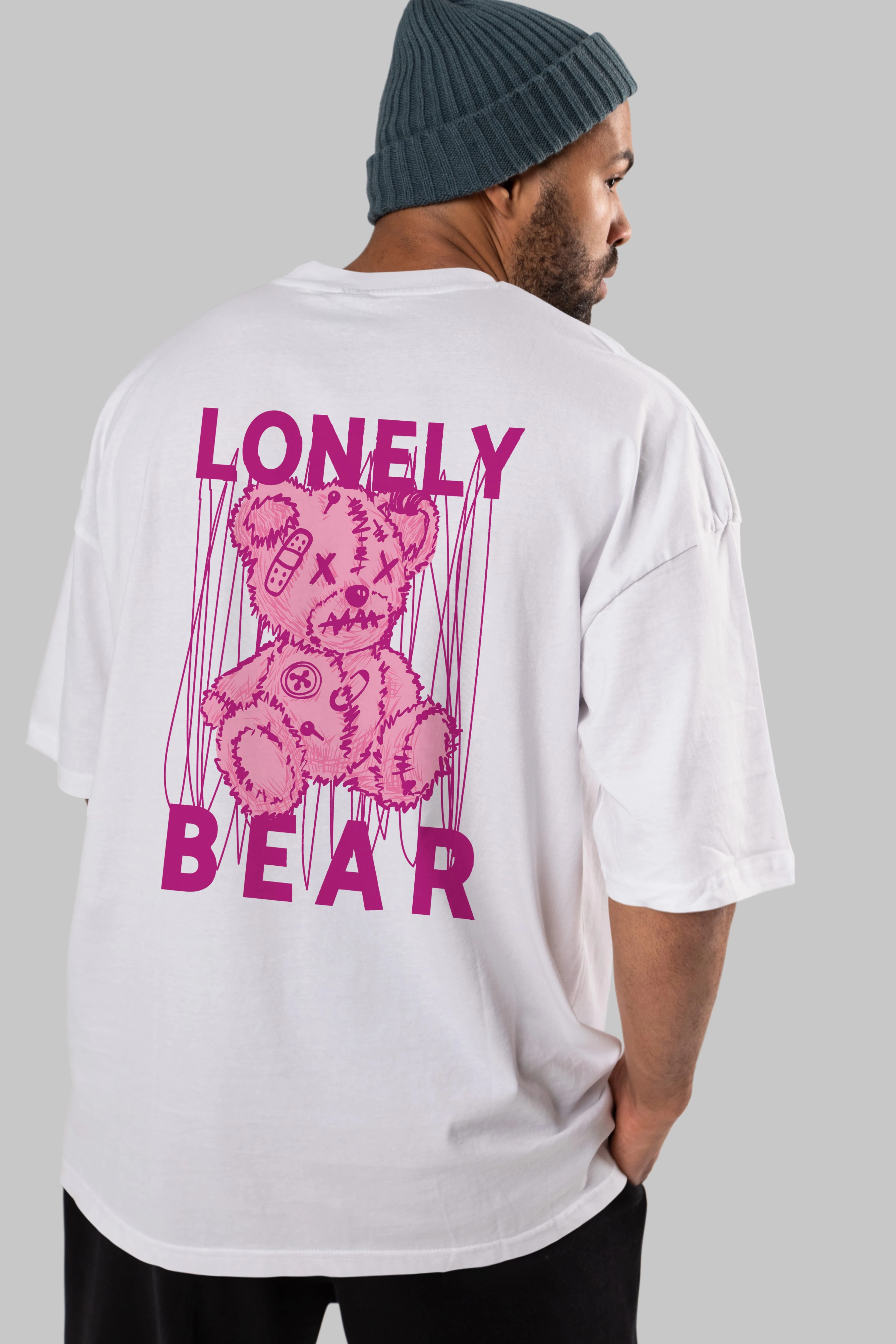 Lonely Bear Arka Baskılı Oversize t-shirt Erkek Kadın Unisex