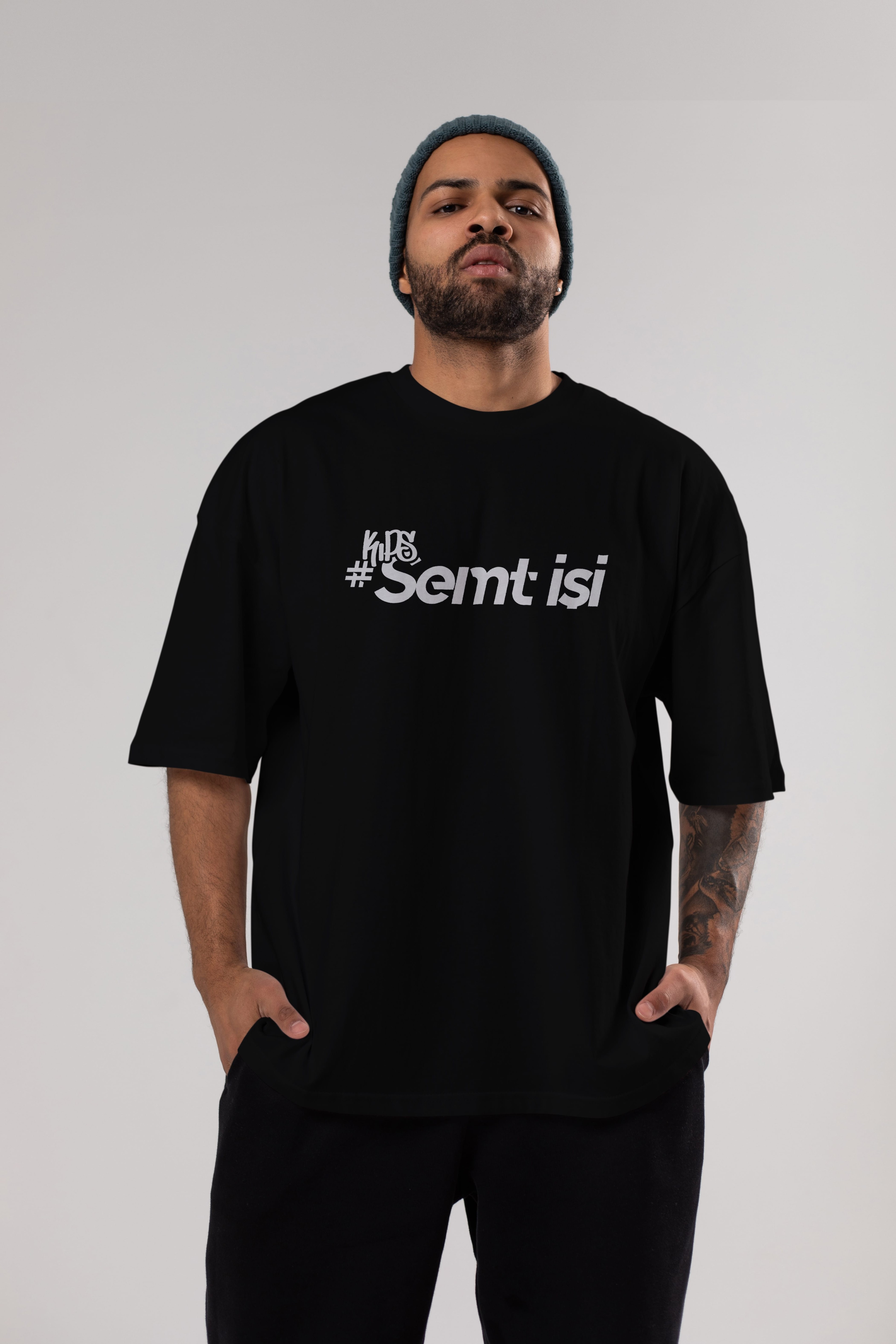 Semt İşi Ön Baskılı Oversize t-shirt %100 pamuk Erkek Kadın Unisex