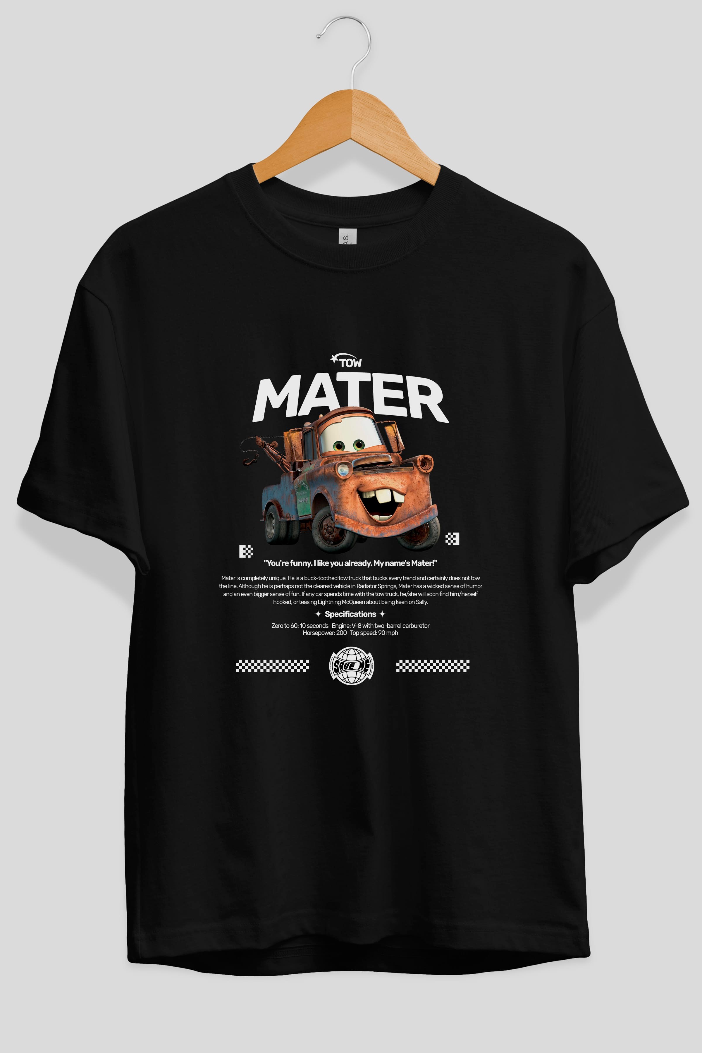 tow mater Ön Baskılı Oversize t-shirt Erkek Kadın Unisex %100 Pamuk Bisiklet Yaka tişort