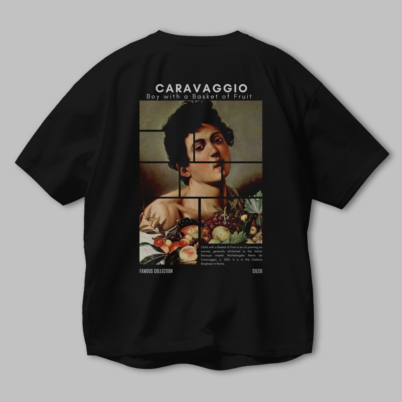 Caravaggio Boy Arka Baskılı Oversize t-shirt Erkek Kadın Bisiklet Yaka Pamuk tişort