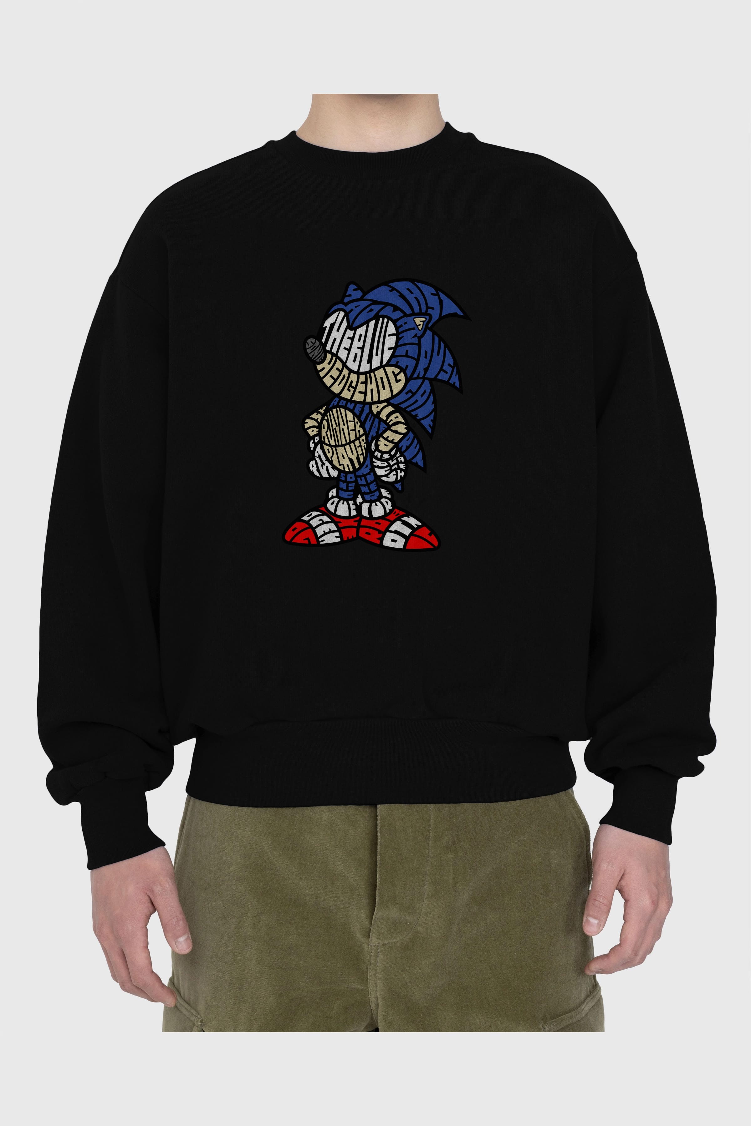The Blue Hedgehog Ön Baskılı Oversize Sweatshirt Erkek Kadın Unisex