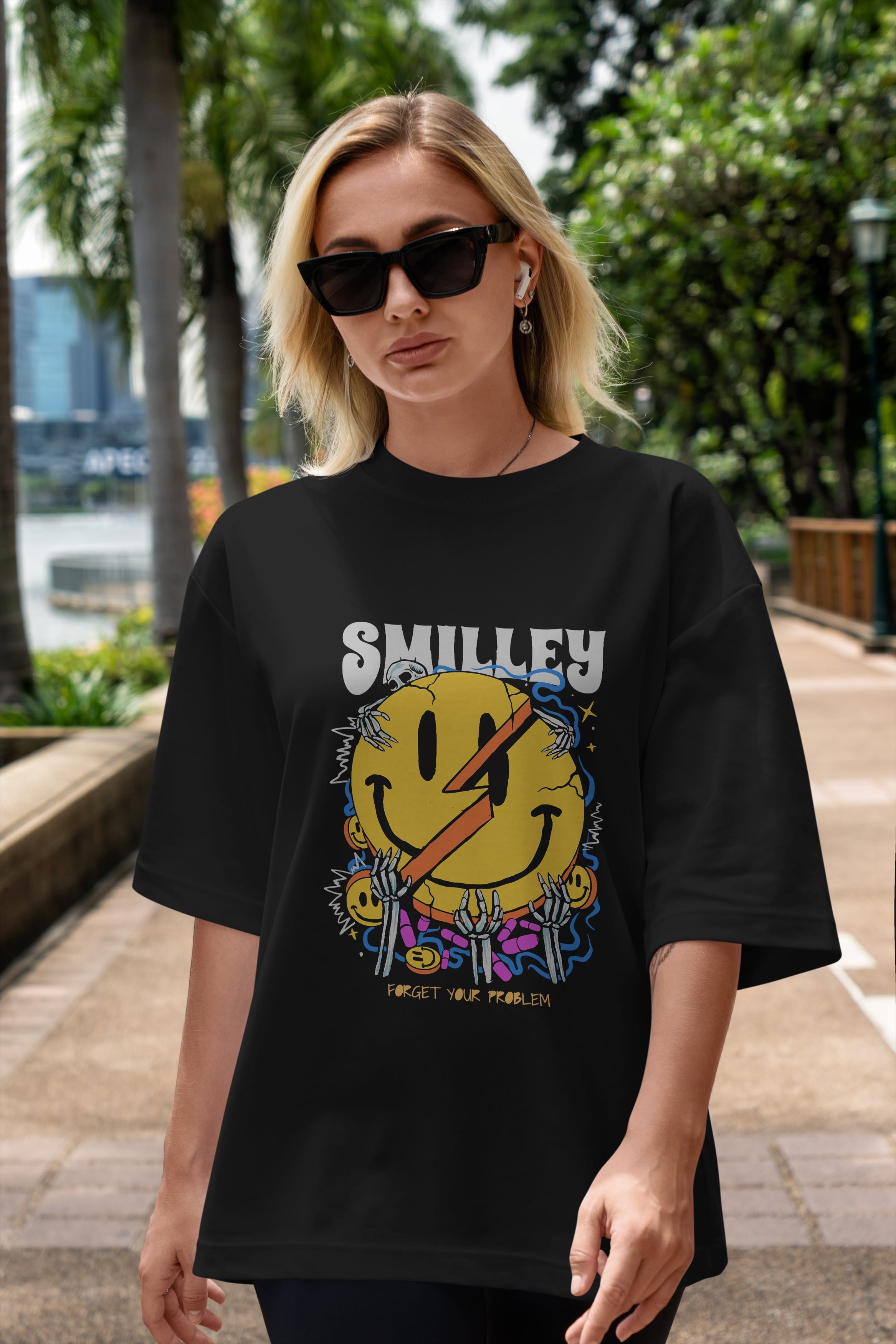 Smilley Streetwear Ön Baskılı Oversize t-shirt Erkek Kadın Unisex