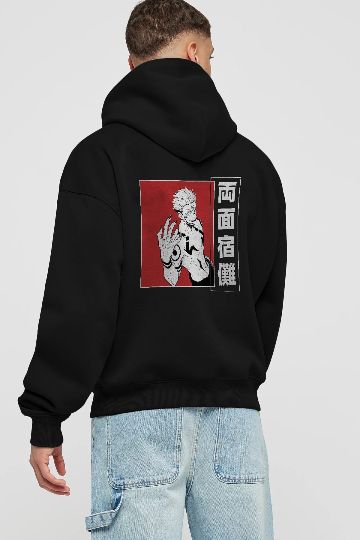 Sukuna Ryoumen 2 Anime Arka Baskılı Hoodie Oversize Kapüşonlu Sweatshirt Erkek Kadın Unisex