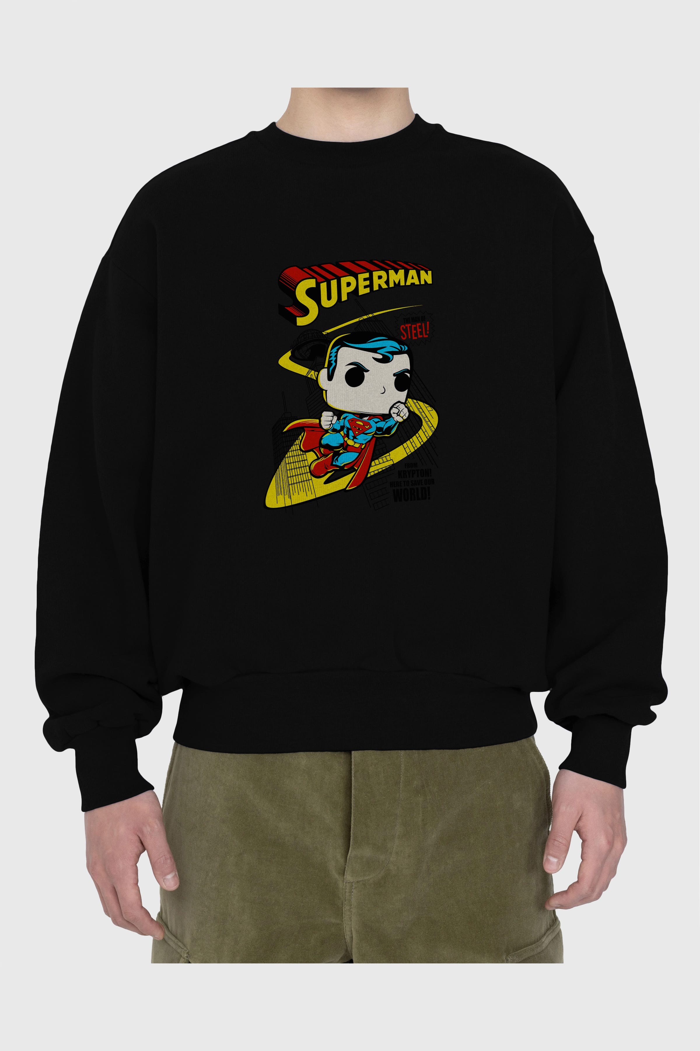 Superman (2) Ön Baskılı Oversize Sweatshirt Erkek Kadın Unisex