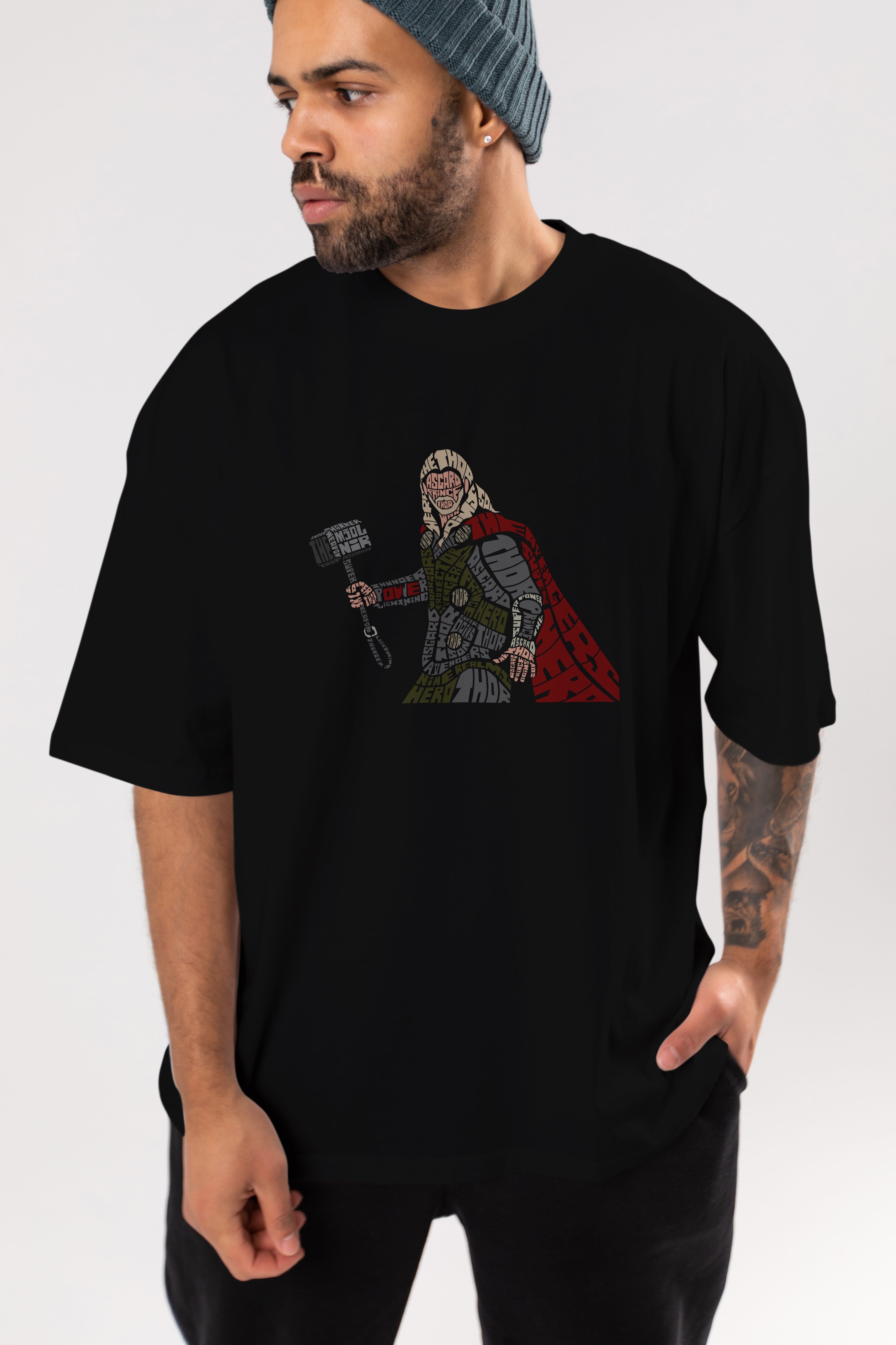 Thor Ön Baskılı Oversize t-shirt %100 pamuk Erkek Kadın Unisex