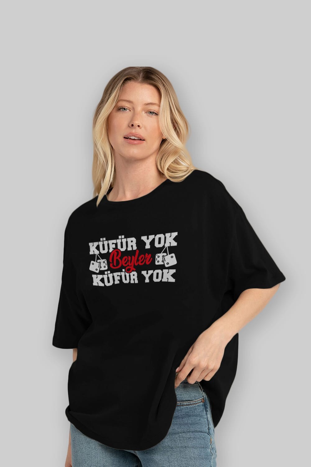 Küfür Yok Beyler Ön Baskılı Oversize t-shirt %100 pamuk Erkek Kadın Unisex