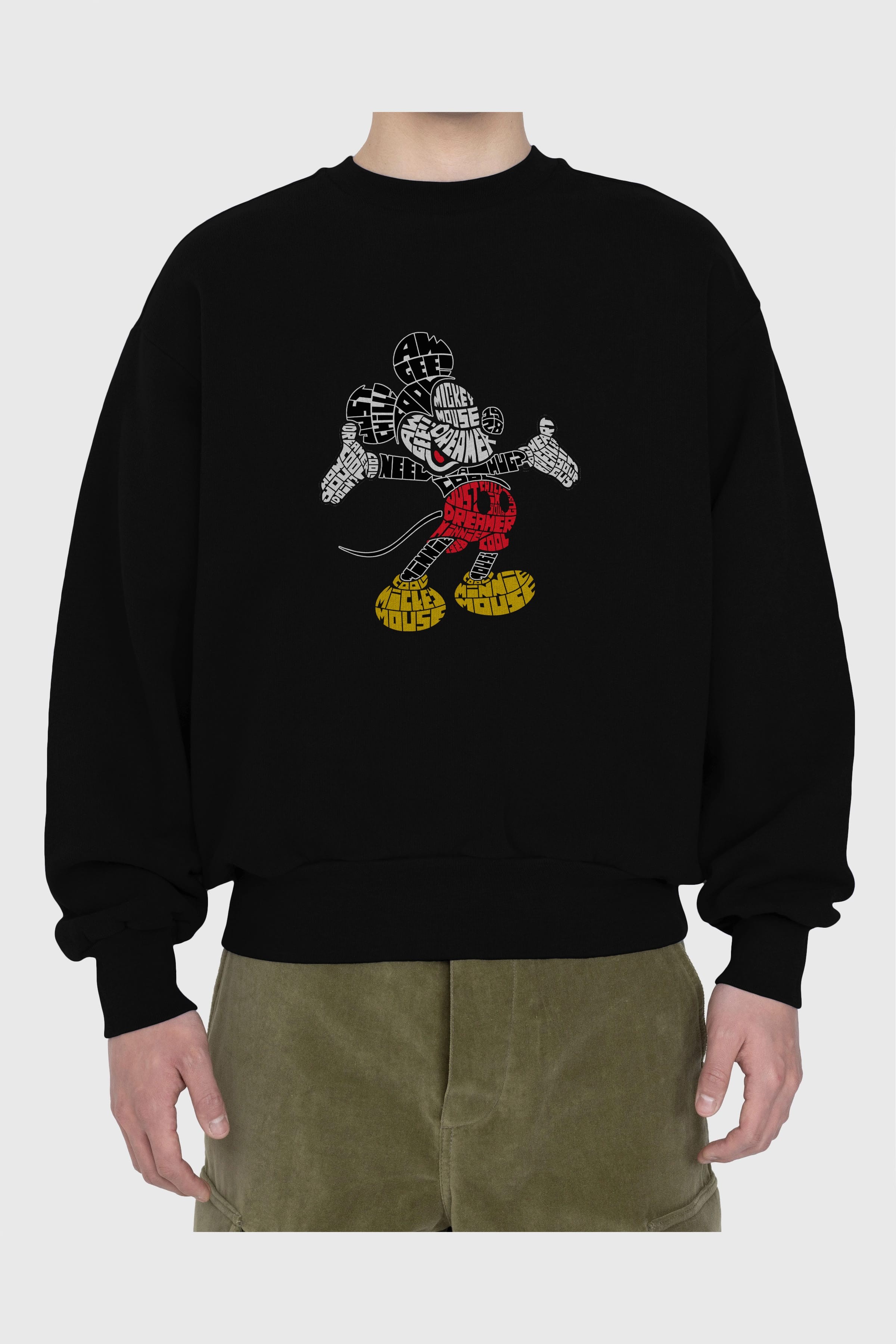 Mickey Ön Baskılı Oversize Sweatshirt Erkek Kadın Unisex