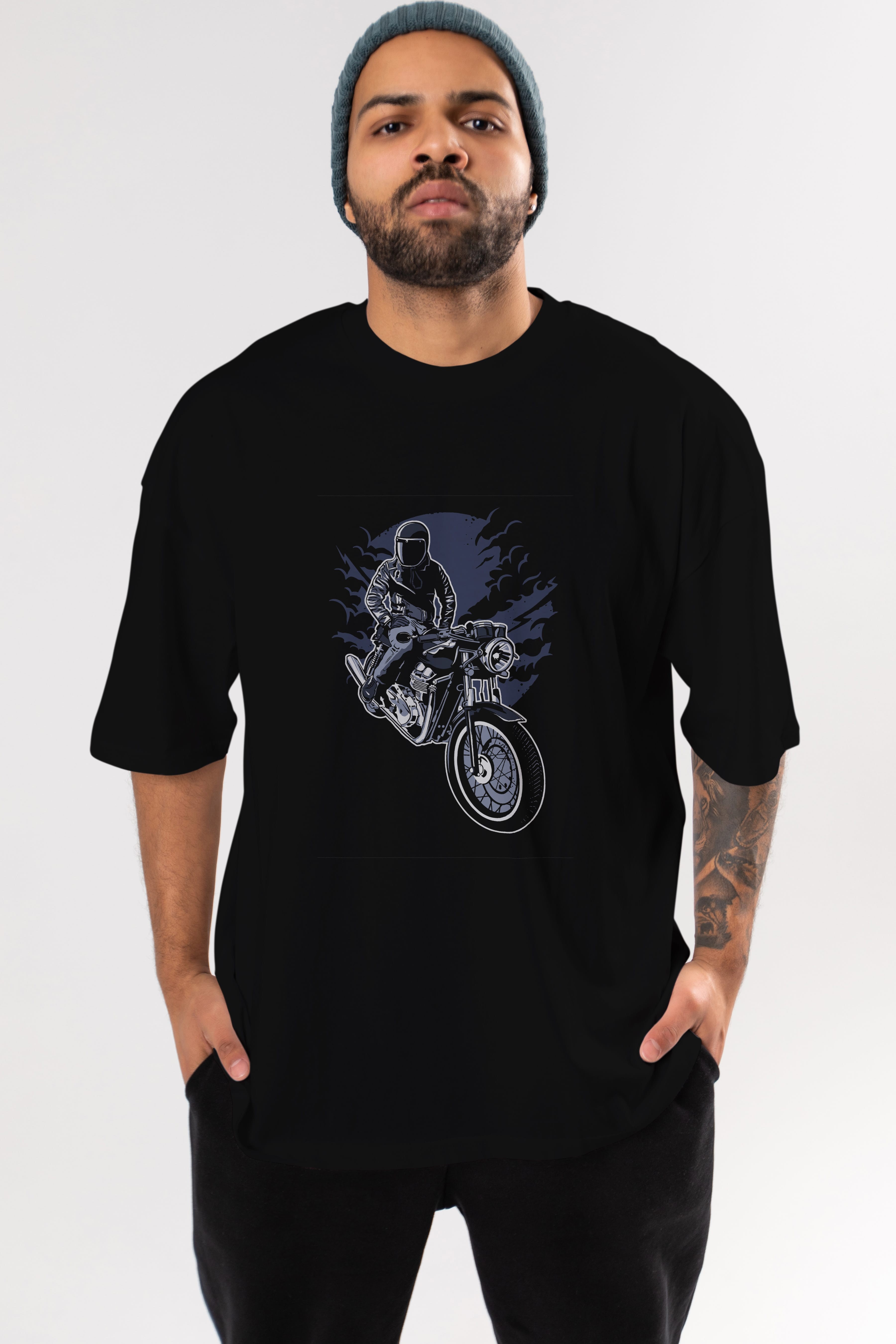 Night Rider Ön Baskılı Oversize t-shirt Erkek Kadın Unisex %100 Pamuk tişort