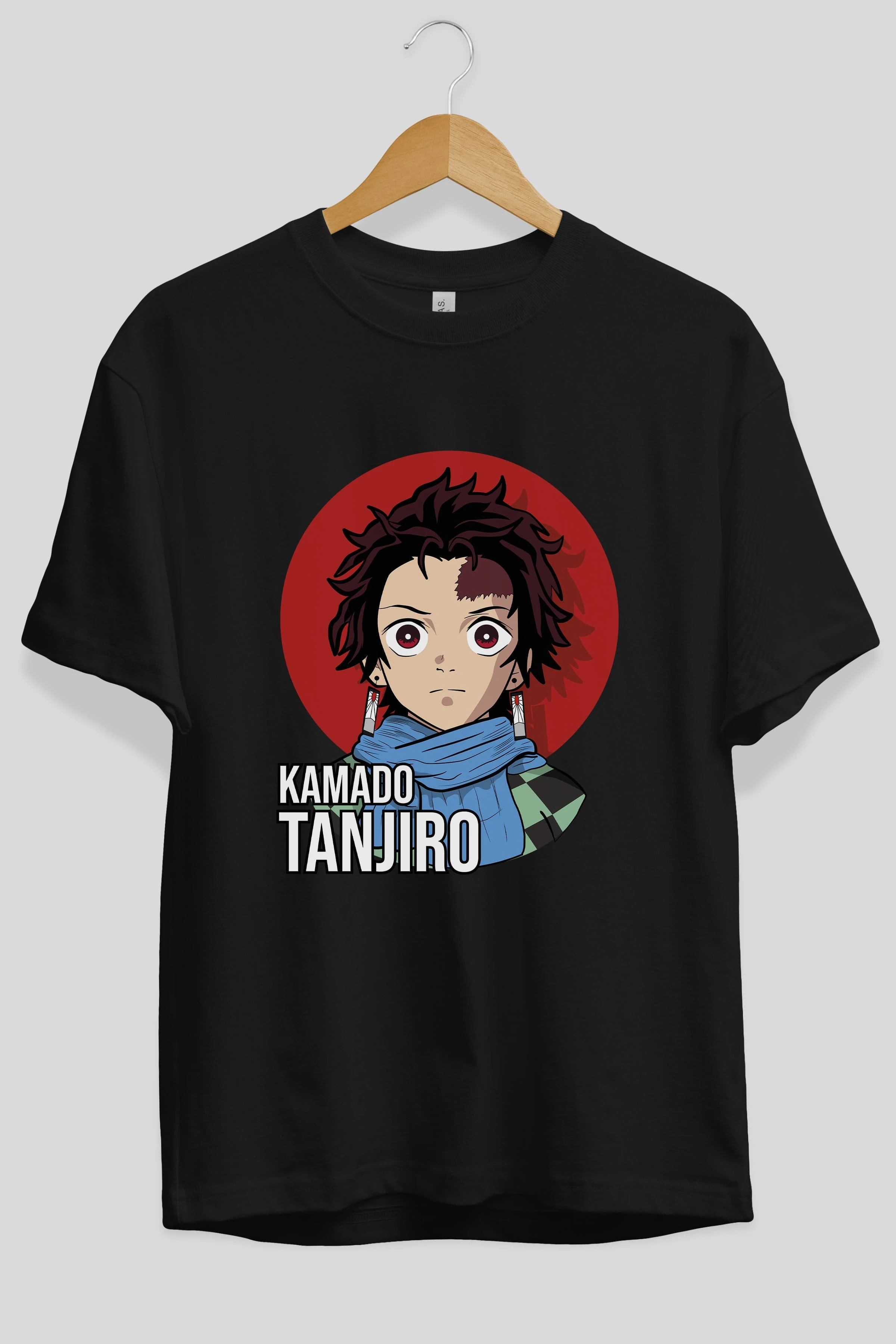 TANJIRO KAMADO Anime Ön Baskılı Oversize t-shirt %100 pamuk Erkek Kadın Unisex