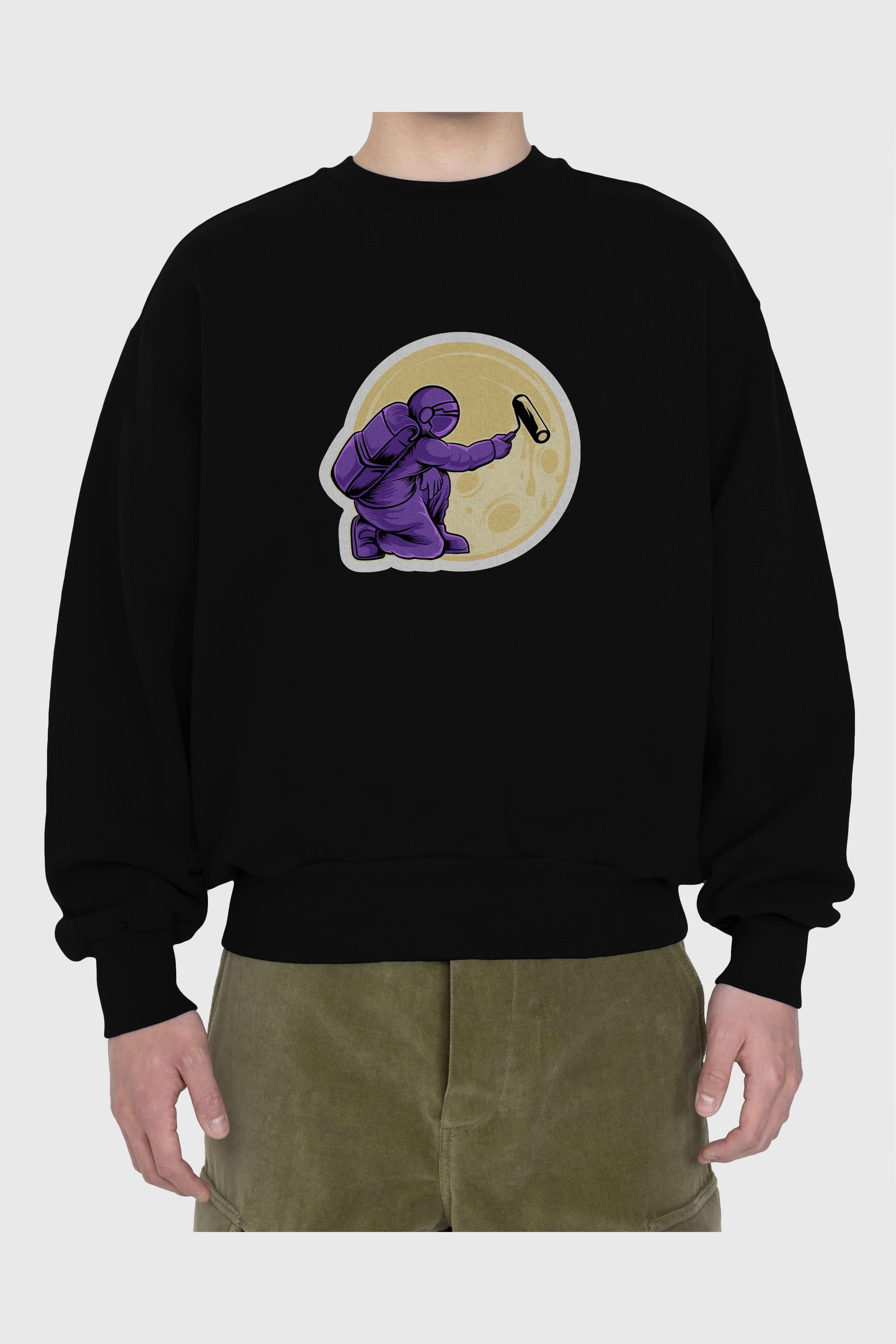 Astropaint Sticker Ön Baskılı Oversize Sweatshirt Erkek Kadın Unisex