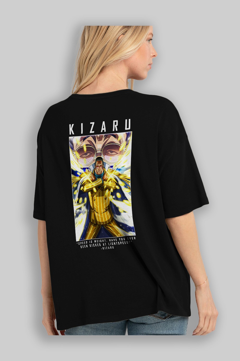 Kizaru Anime Arka Baskılı Oversize t-shirt Erkek Kadın Unisex %100 pamuk tişort