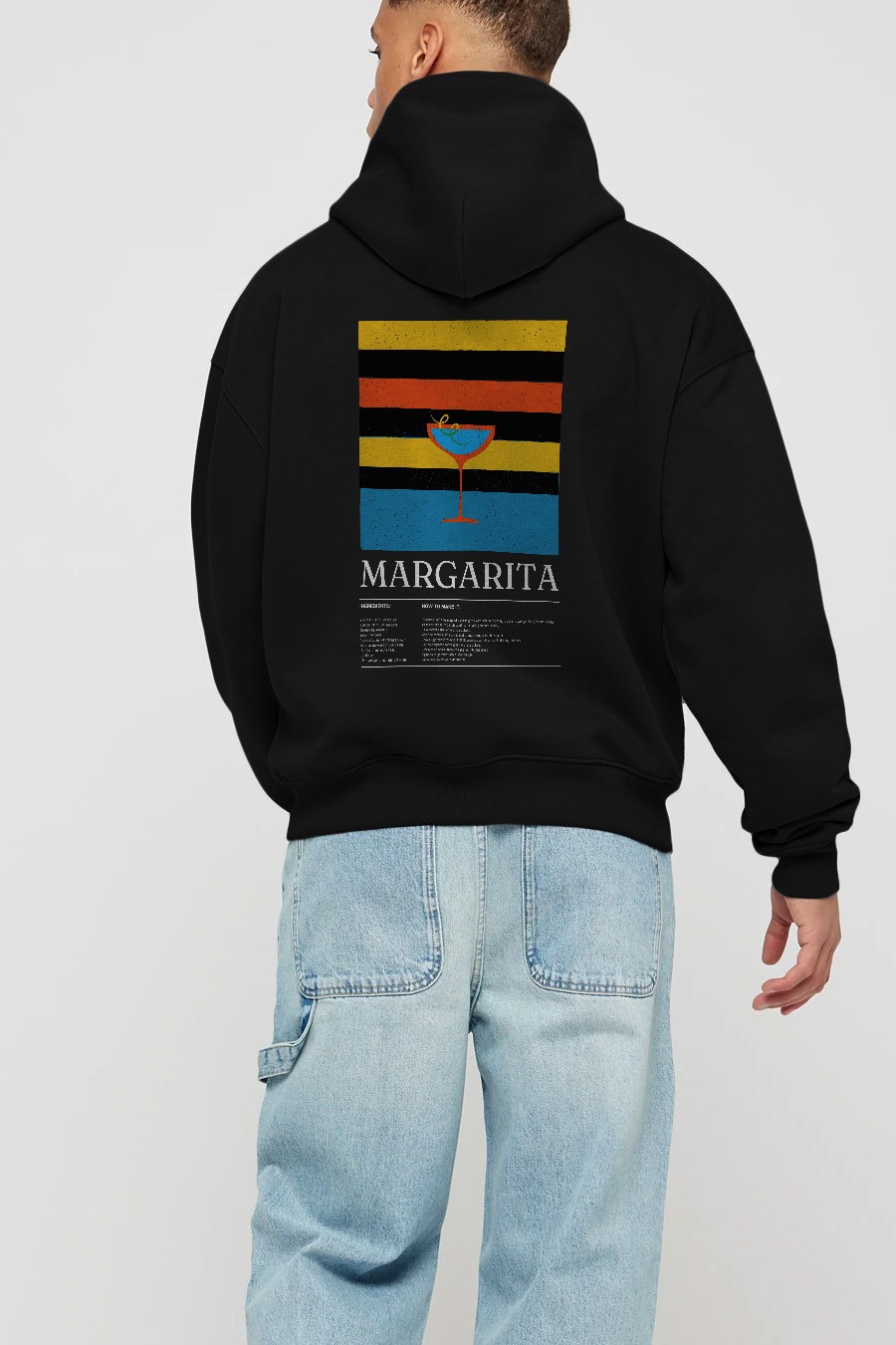 Margarita Kokteyl Arka Baskılı Hoodie Oversize Kapüşonlu Sweatshirt Erkek Kadın