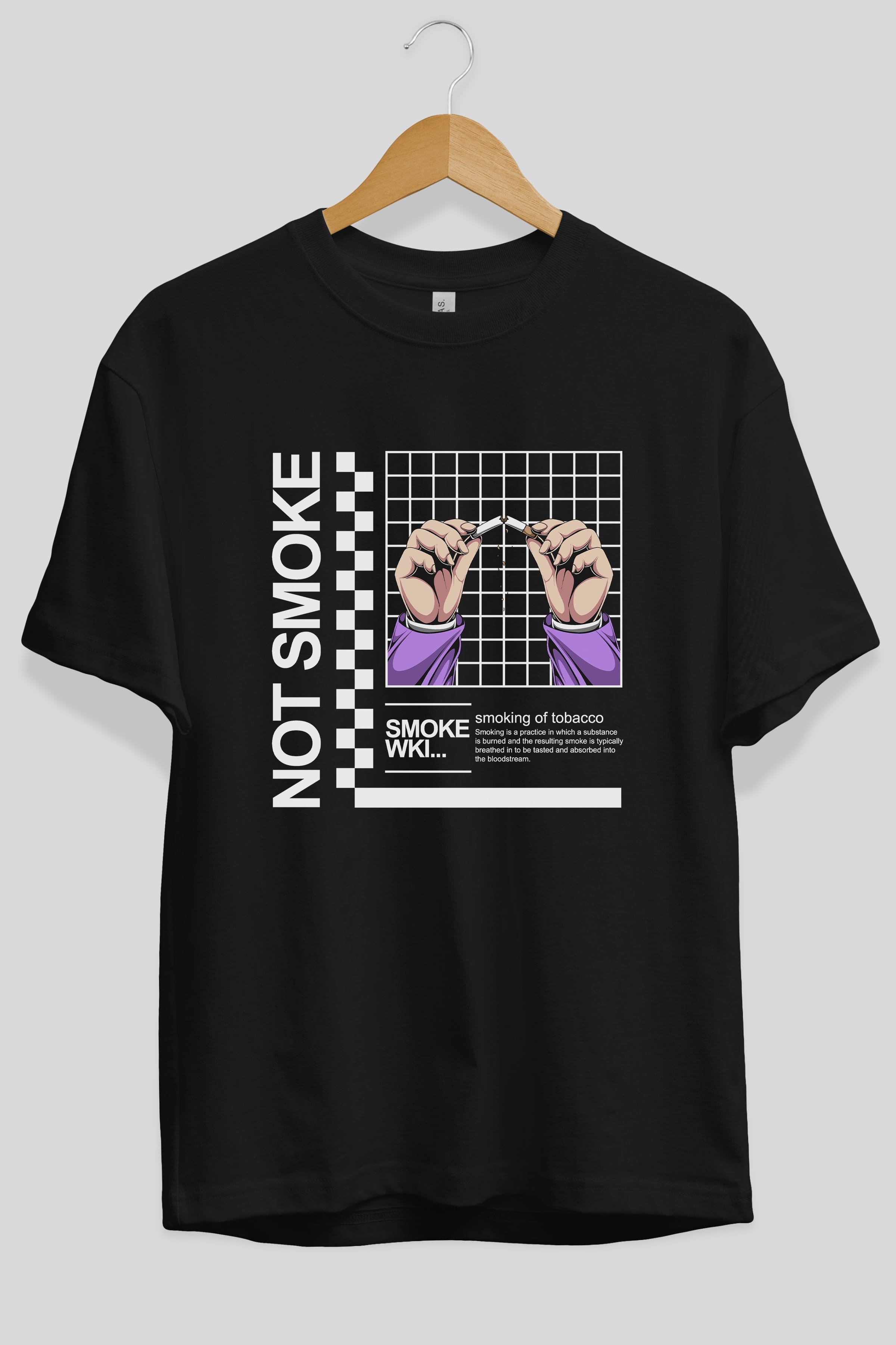 Not Smoke Ön Baskılı Oversize t-shirt Erkek Kadın Unisex