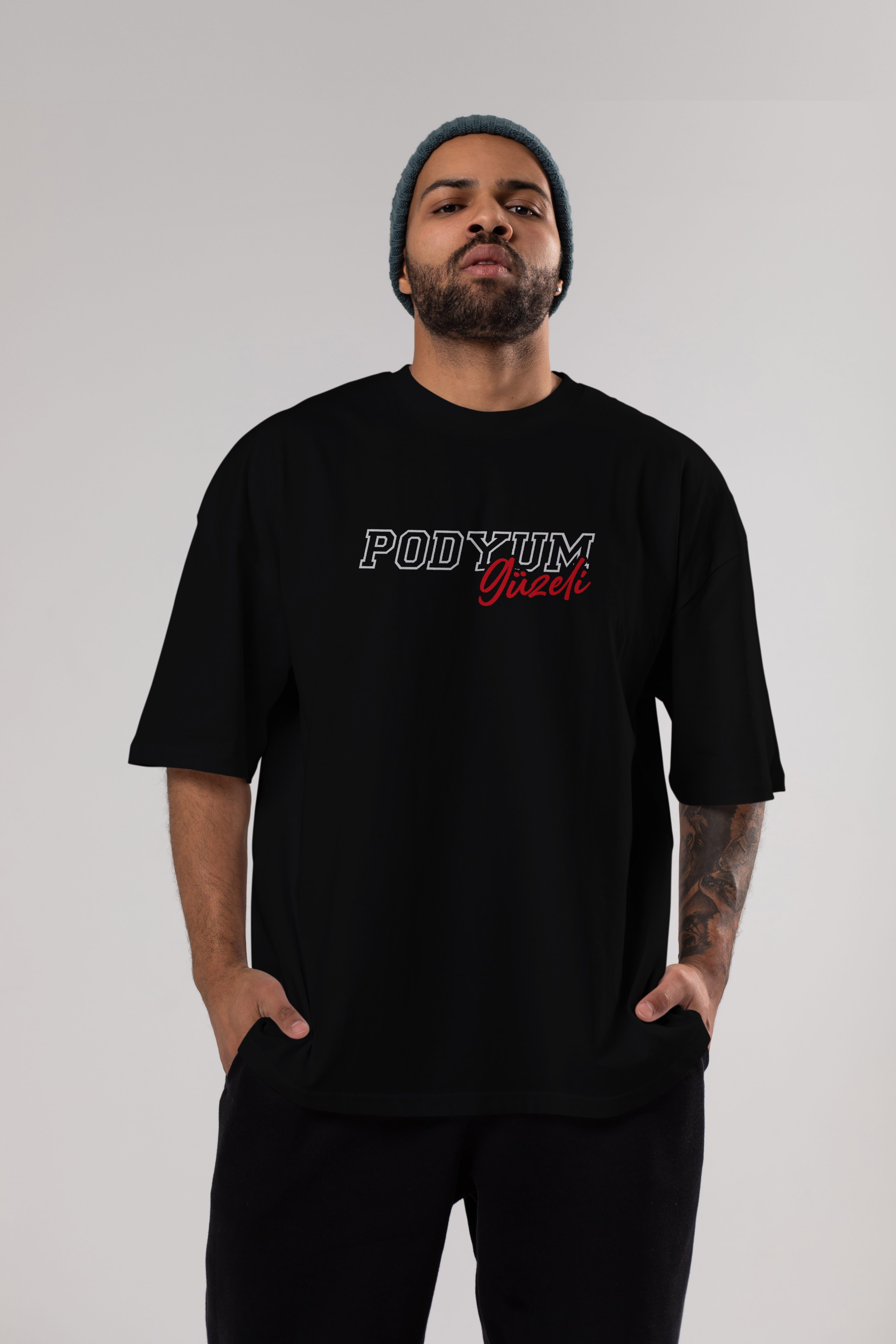 Podyum Güzeli Ön Baskılı Oversize t-shirt %100 pamuk Erkek Kadın Unisex