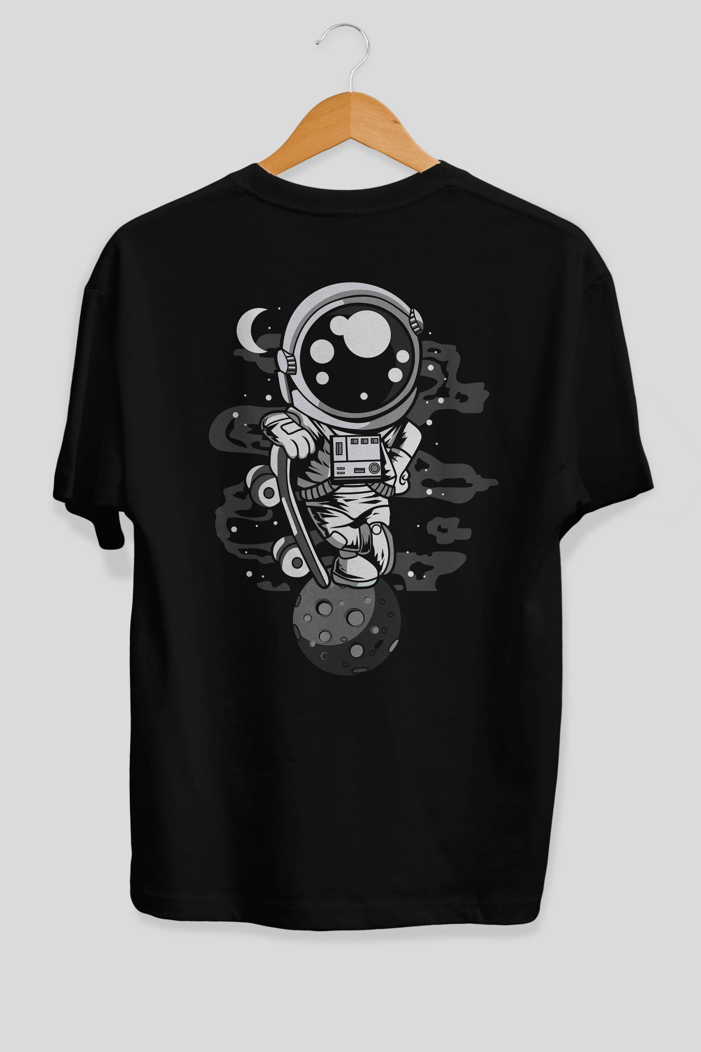 Astronaut Skater Boy Arka Baskılı Oversize t-shirt Erkek Kadın Unisex