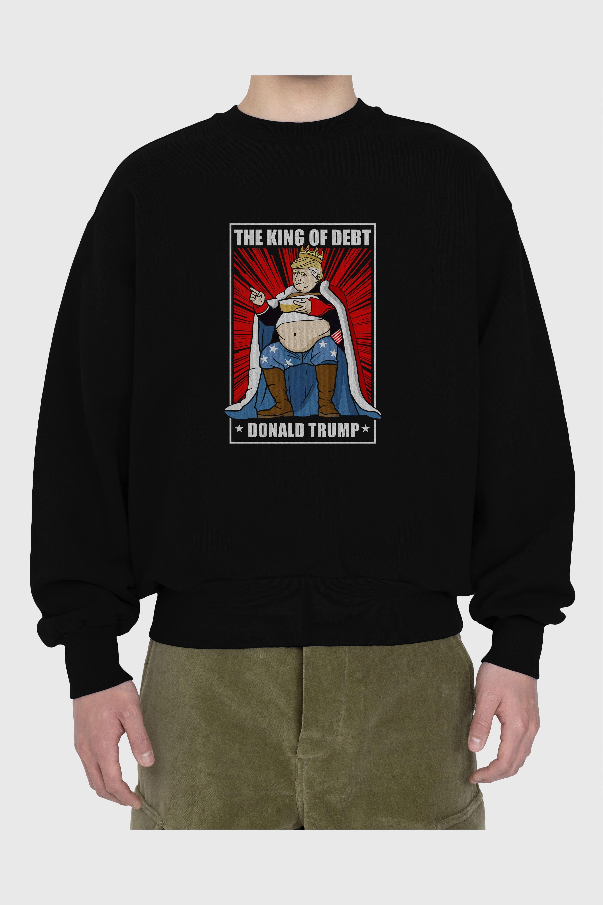 Trump King Ön Baskılı Oversize Sweatshirt Erkek Kadın Unisex