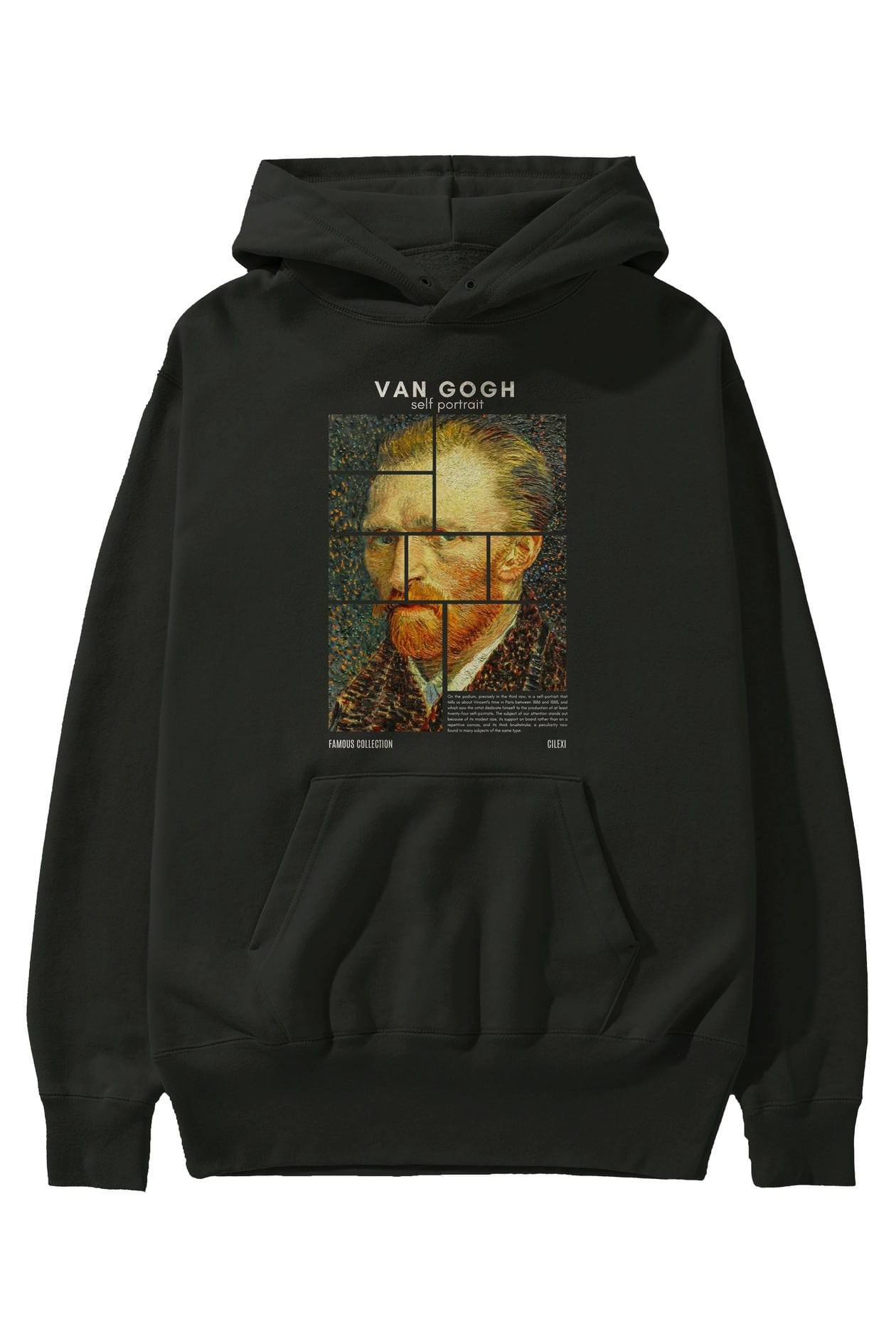 Van Gogh Self Portrait ön Baskılı Hoodie Oversize Kapüşonlu Sweatshirt Erkek Kadın