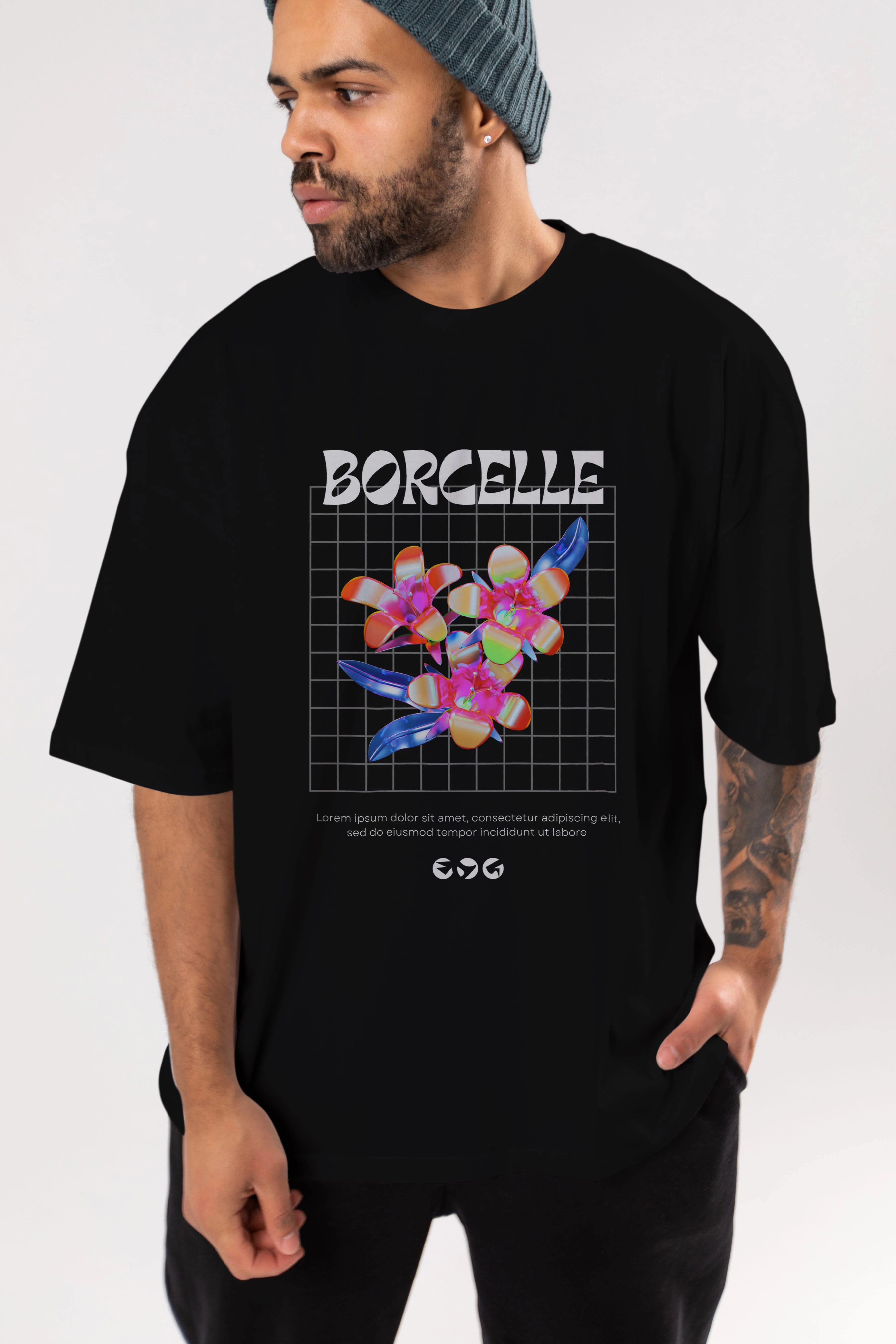 Borcelle Streetwear Ön Baskılı Oversize t-shirt Erkek Kadın Unisex