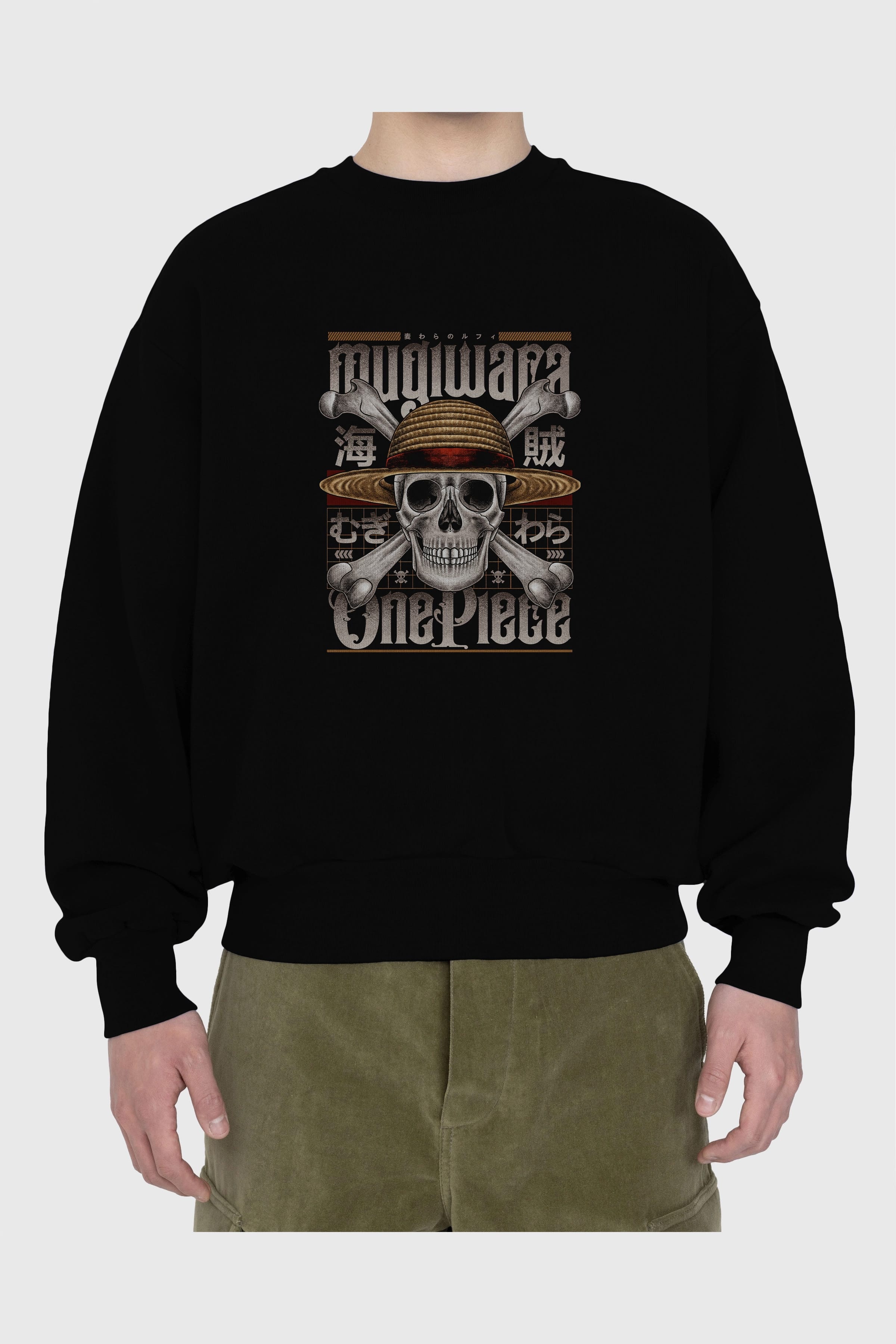 ONE PIECE (2) Anime Ön Baskılı Oversize Sweatshirt Erkek Kadın Unisex