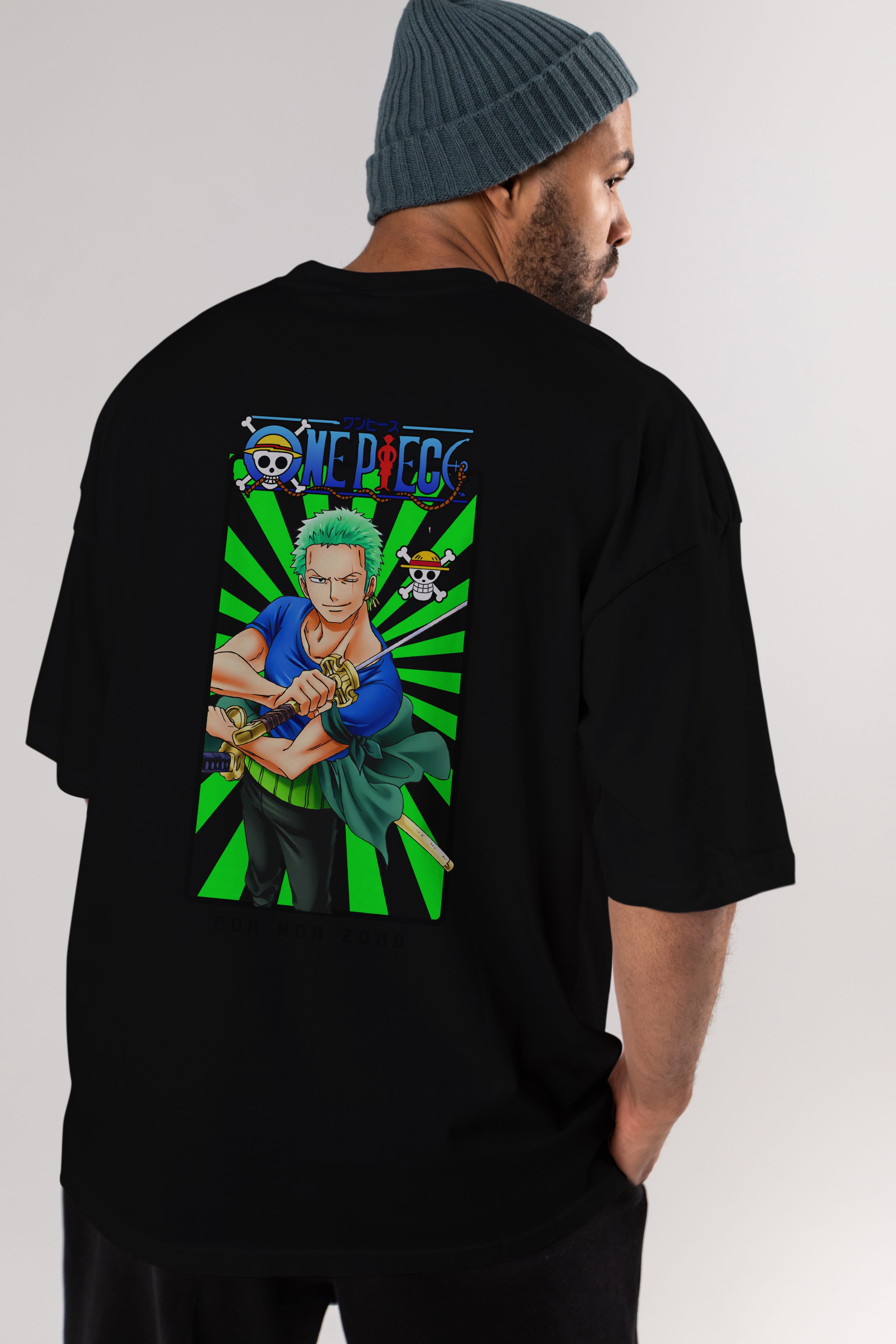 Roronoa Zoro 6 Anime Arka Baskılı Oversize t-shirt Erkek Kadın Unisex %100 pamuk tişort