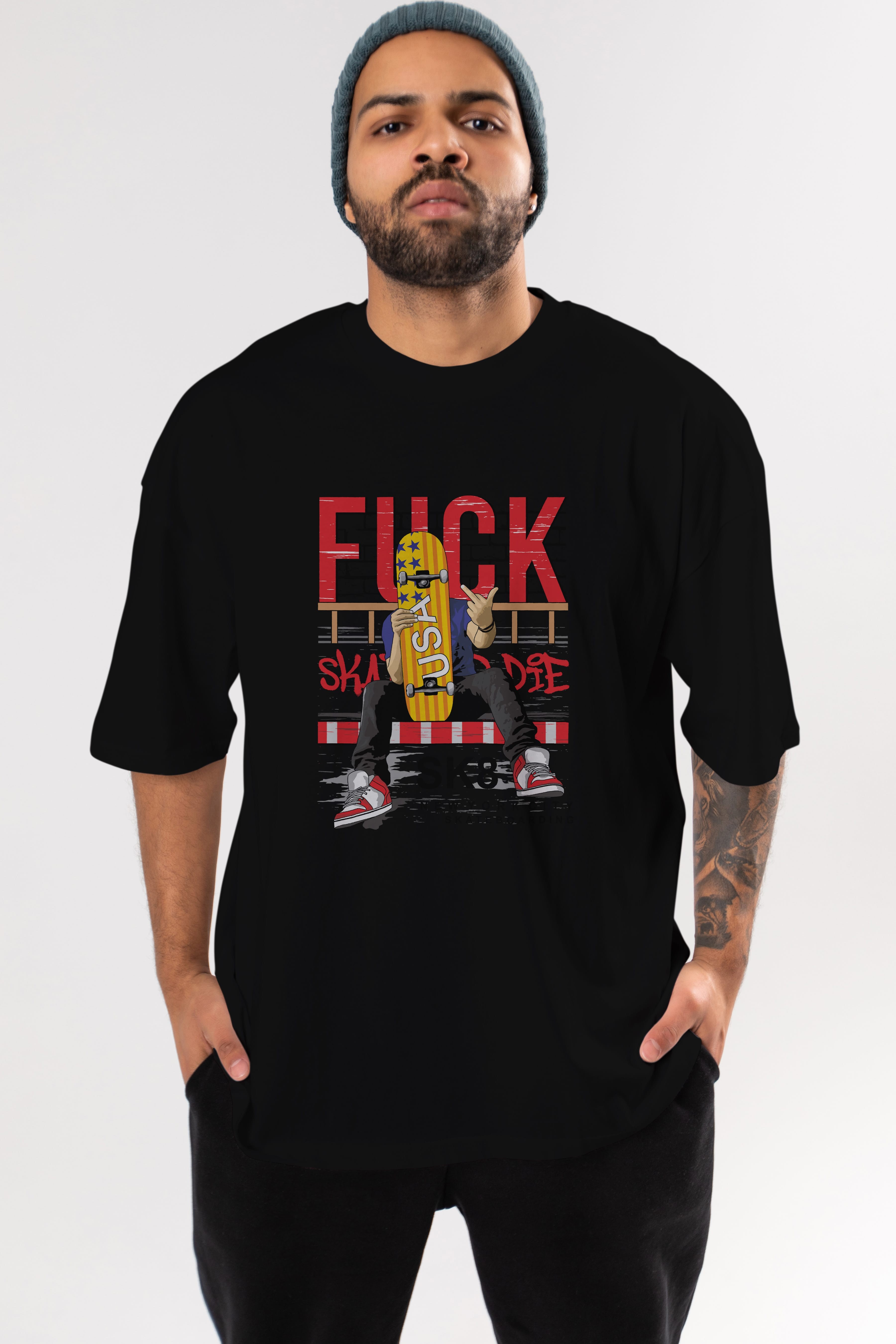 Skate or Die Ön Baskılı Oversize t-shirt Erkek Kadın Unisex