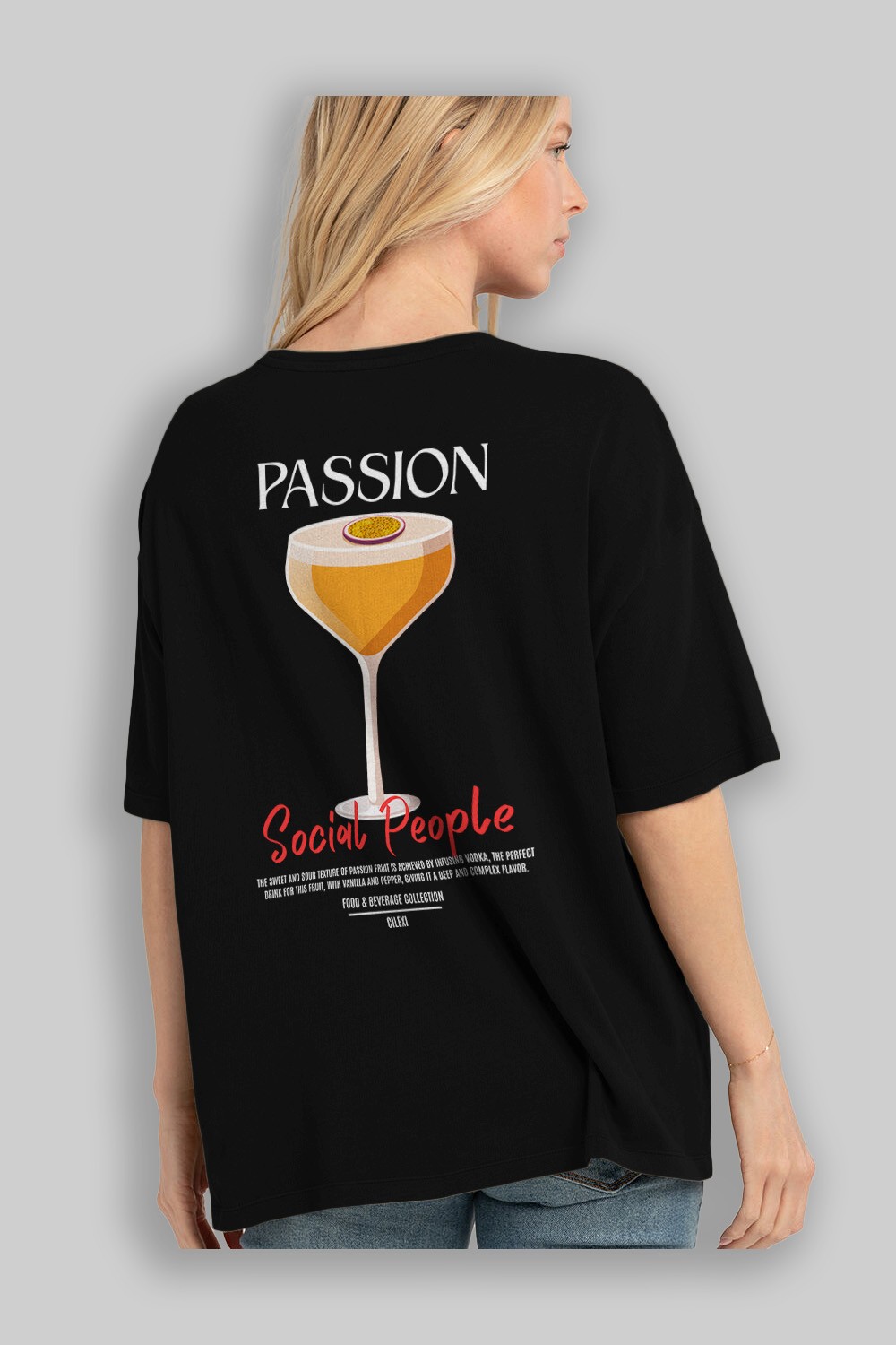 Passion Kokteyl Serisi Baskılı Oversize t-shirt Erkek Kadın Unisex %100 Pamuk Bisiklet Yaka tişort