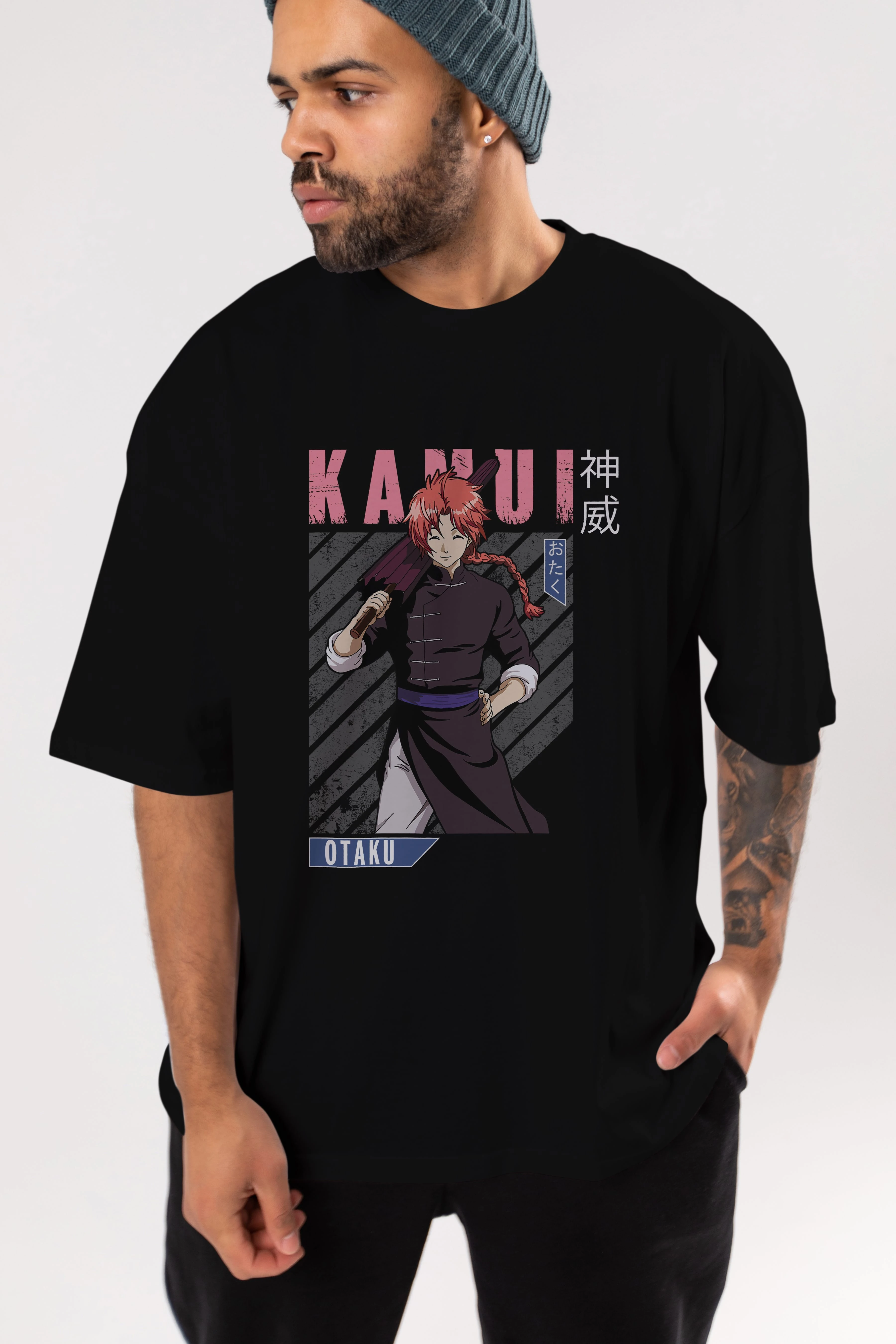 Kamui GINTAMA 1 Anime Ön Baskılı Oversize t-shirt %100 pamuk Erkek Kadın Unisex
