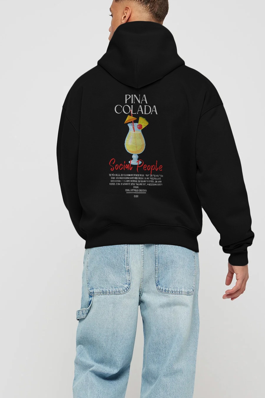 Pina Colada Kokteyl Arka Baskılı Hoodie Oversize Kapüşonlu Sweatshirt Erkek Kadın